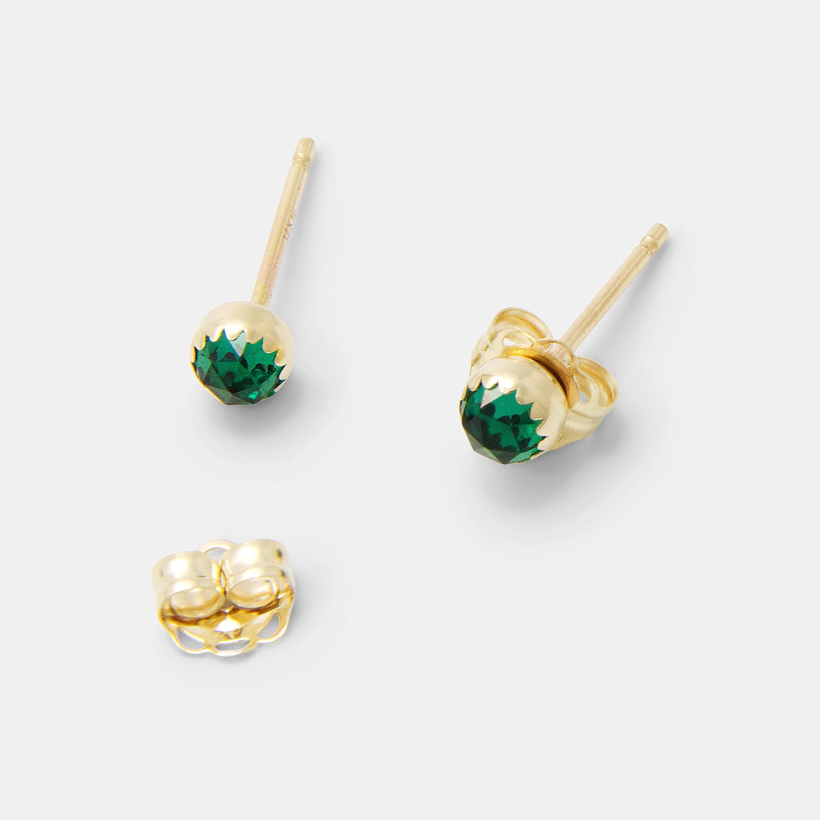 Emerald & solid gold stud earrings - Simone Walsh Jewellery Australia