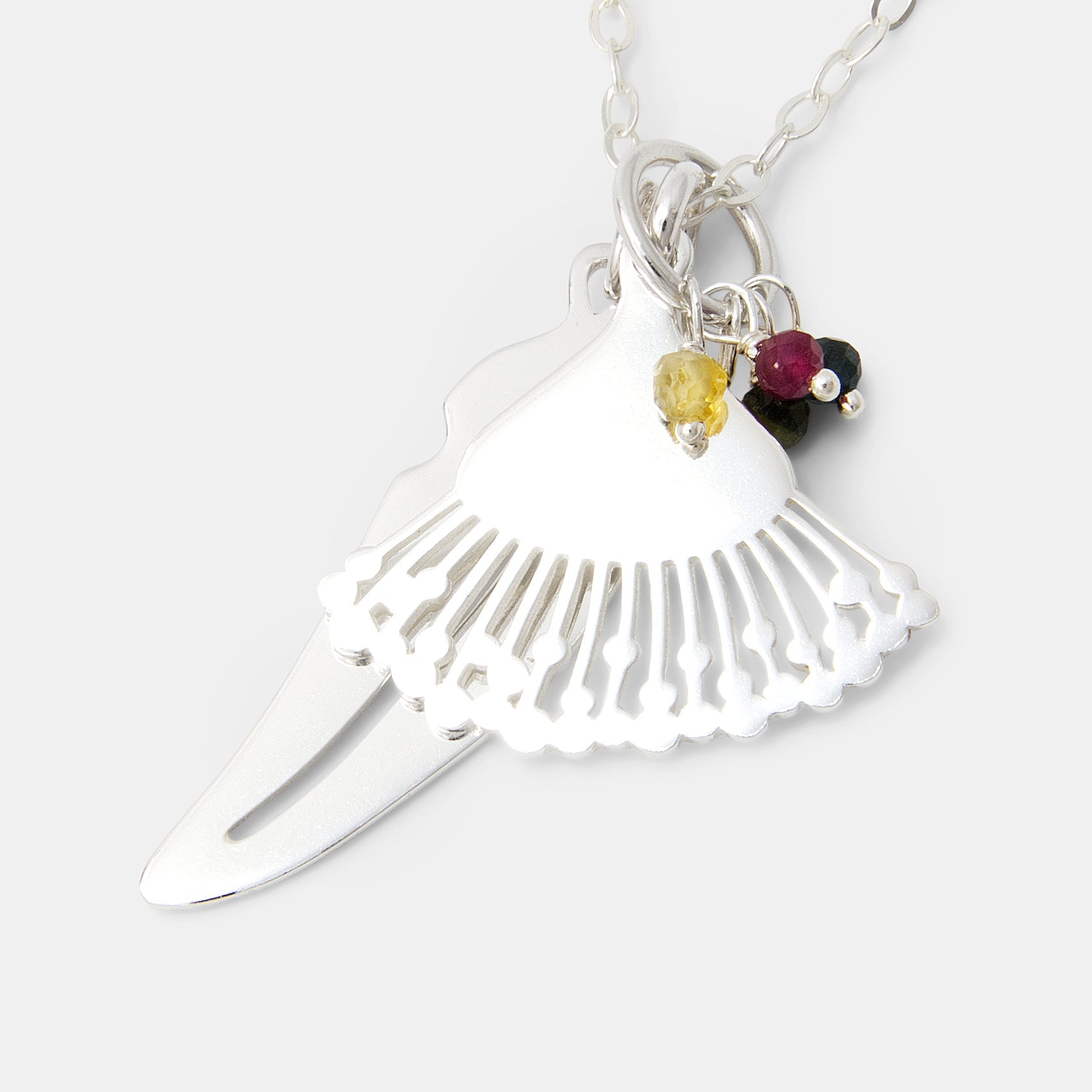 Eucalyptus Flower, Leaf & Tourmaline Necklace - Simone Walsh Jewellery Australia