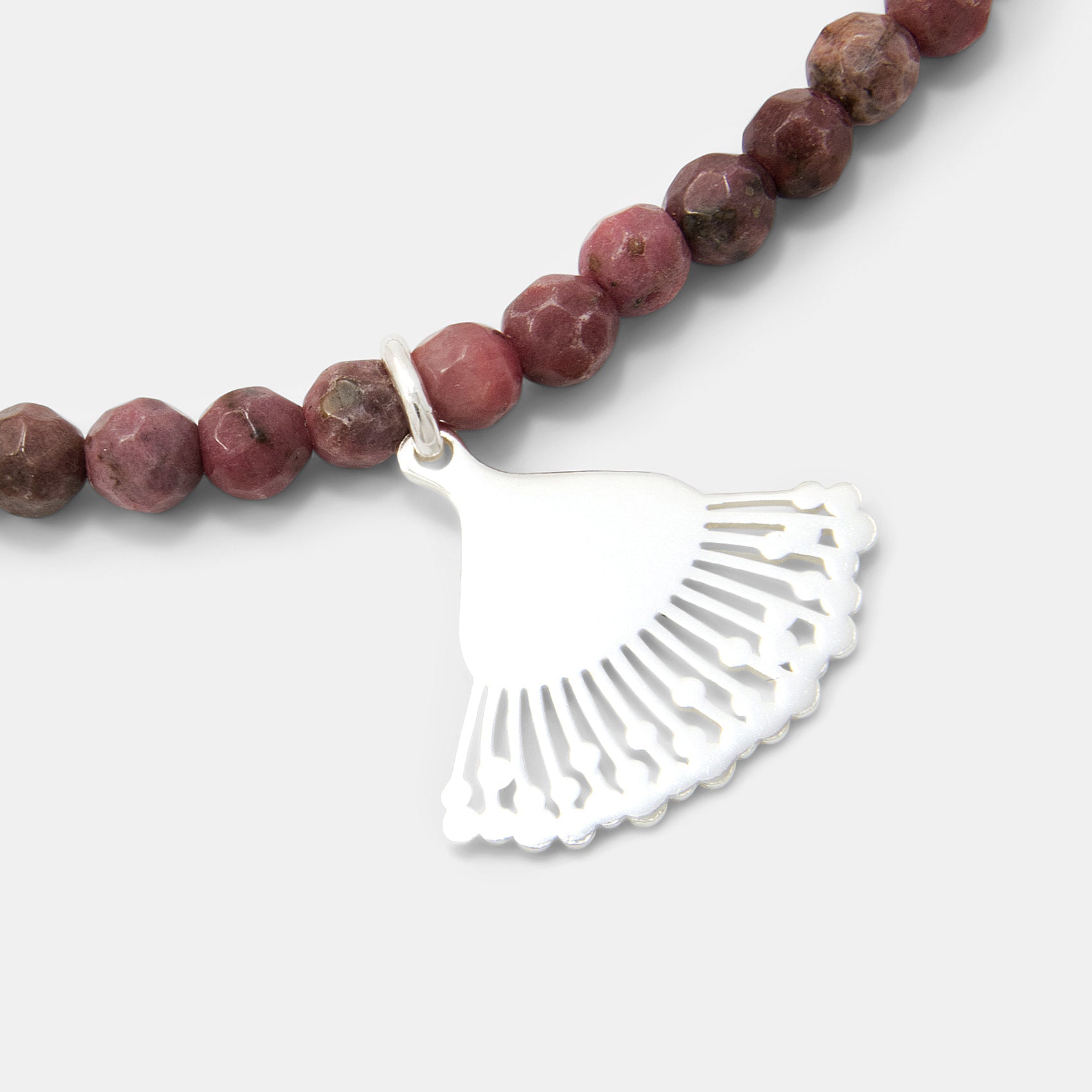 Eucalyptus Flower on Rhodonite Beaded Necklace - Simone Walsh Jewellery Australia