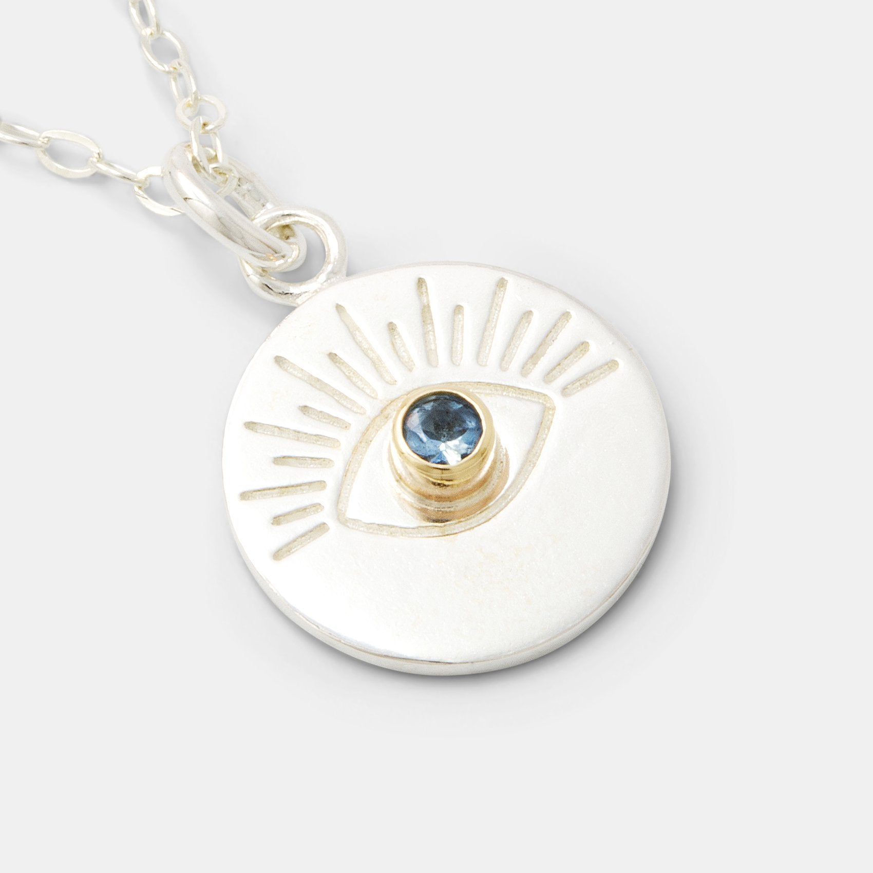 Eye & aquamarine amulet necklace - Simone Walsh Jewellery Australia