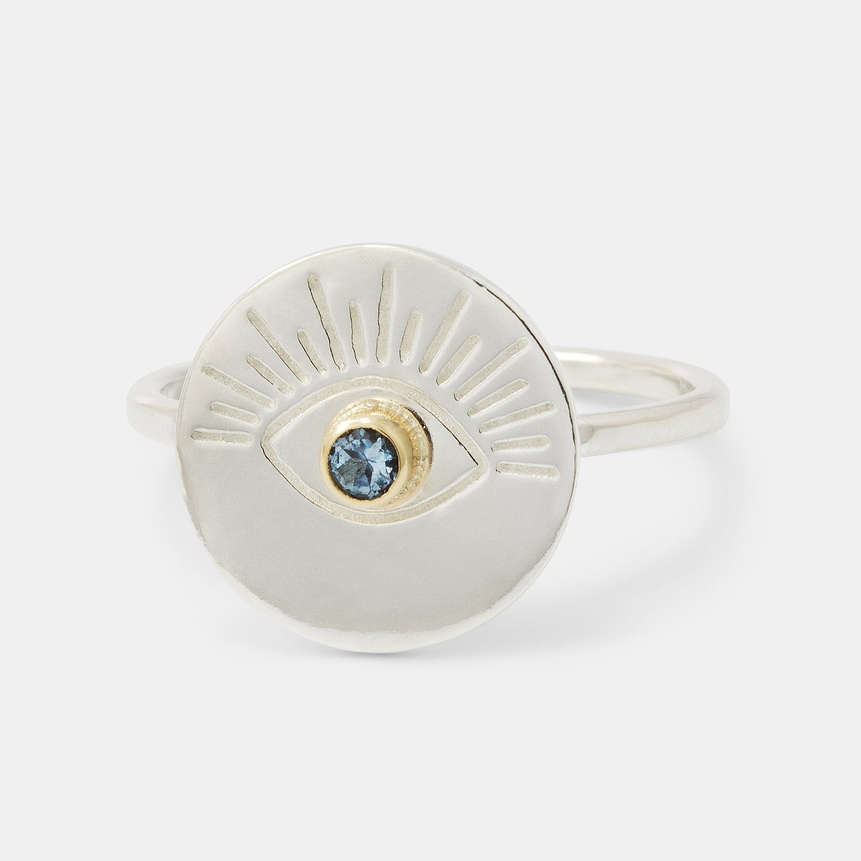 Eye & aquamarine amulet ring - Simone Walsh Jewellery Australia