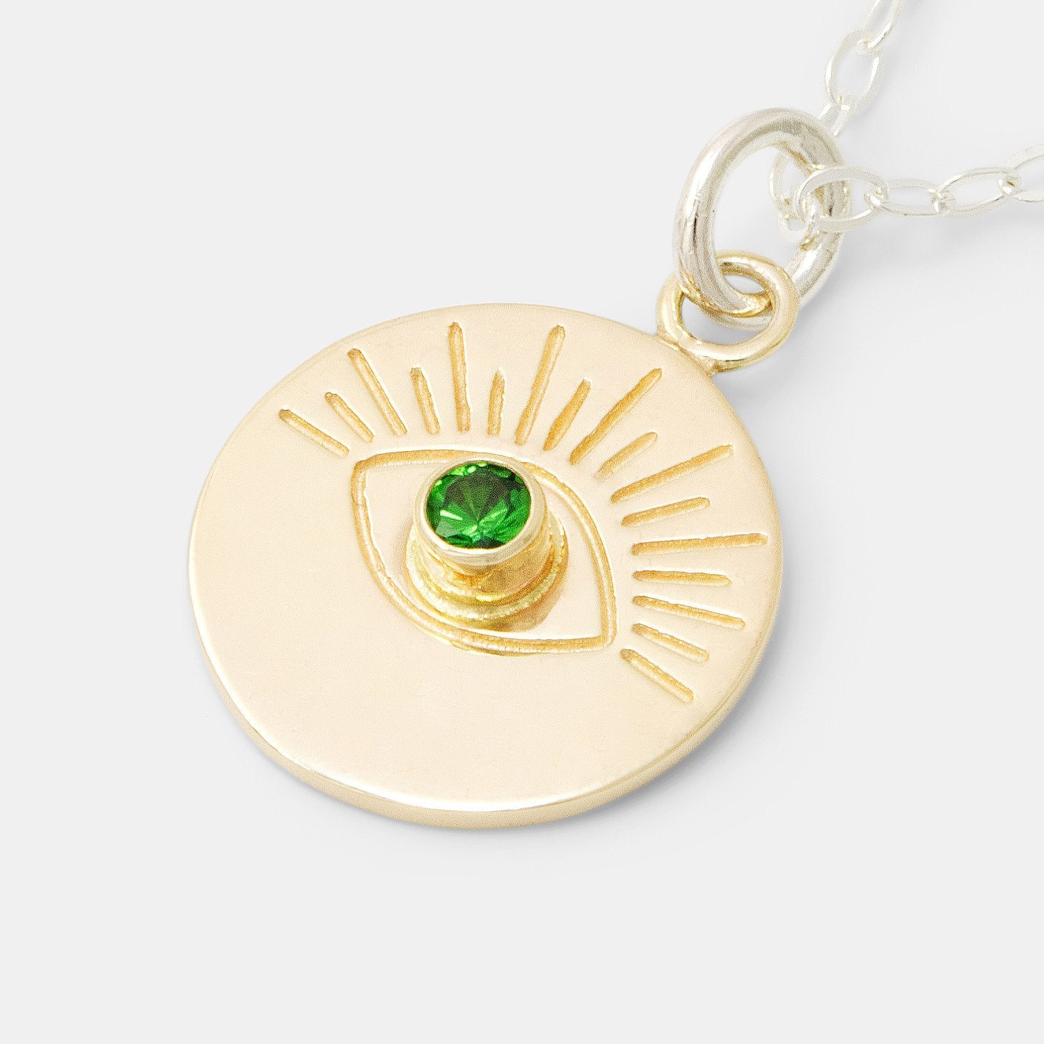 Eye & tsavorite solid gold amulet necklace - Simone Walsh Jewellery Australia