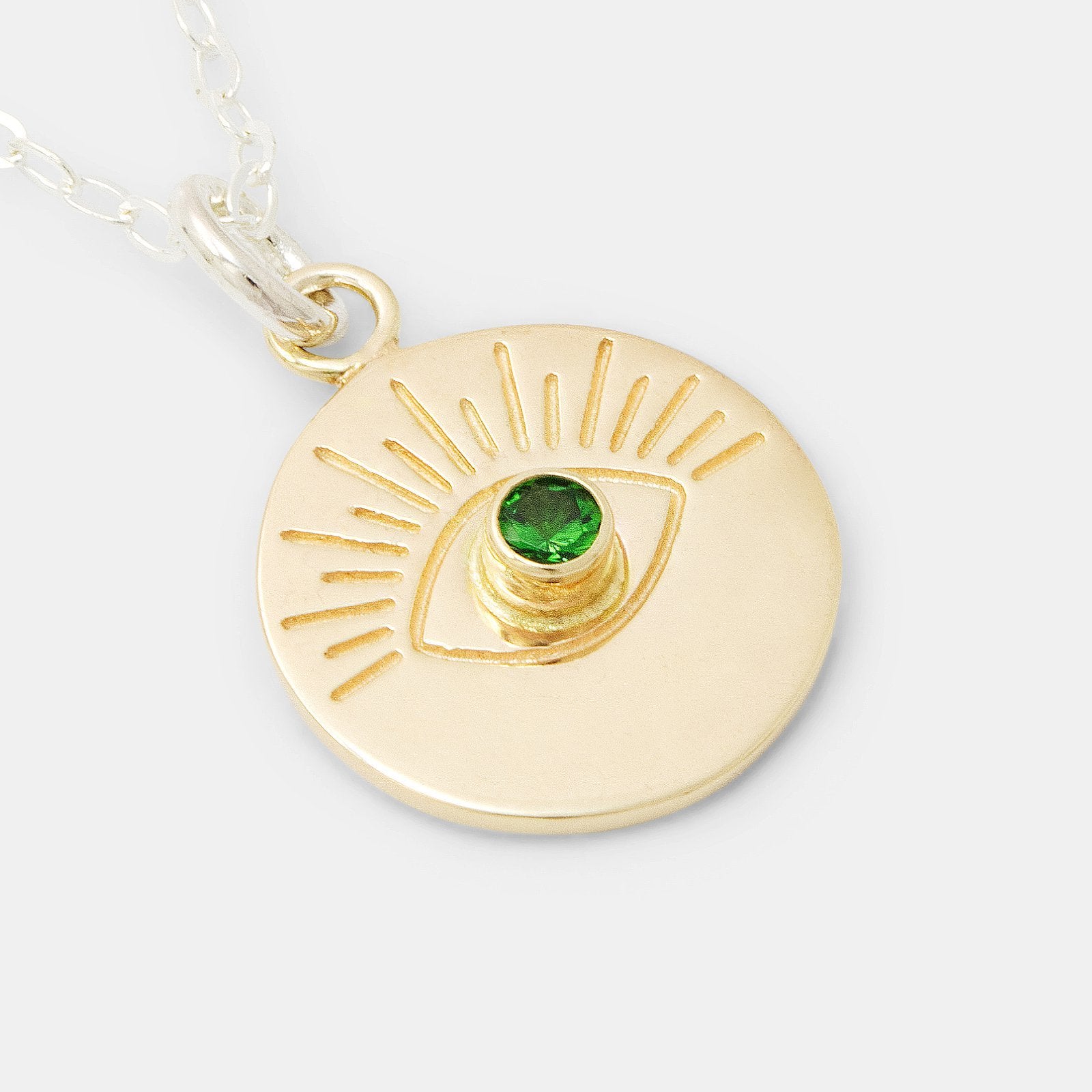 Eye & tsavorite solid gold amulet necklace - Simone Walsh Jewellery Australia