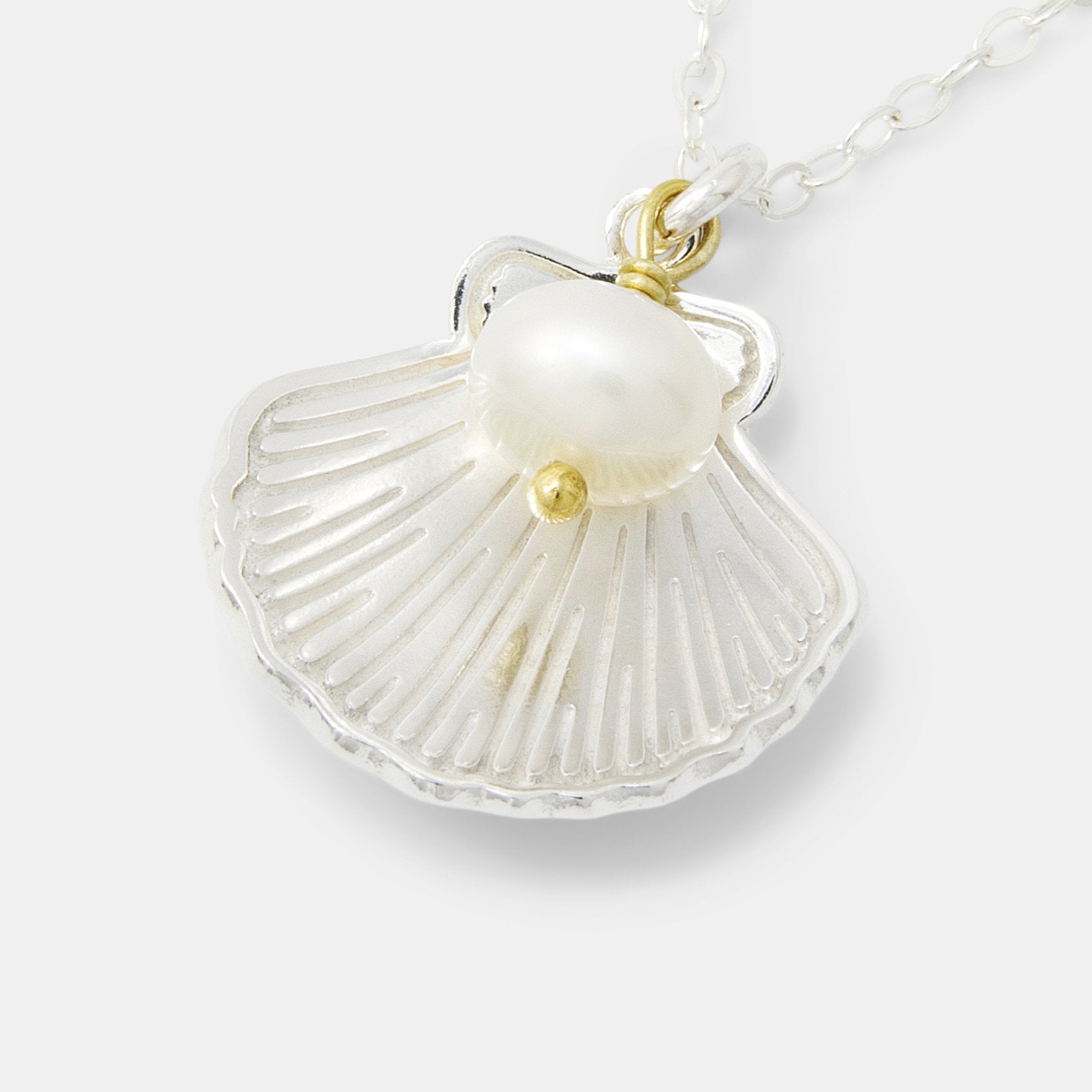 Fan shell & pearl pendant necklace - Simone Walsh Jewellery Australia