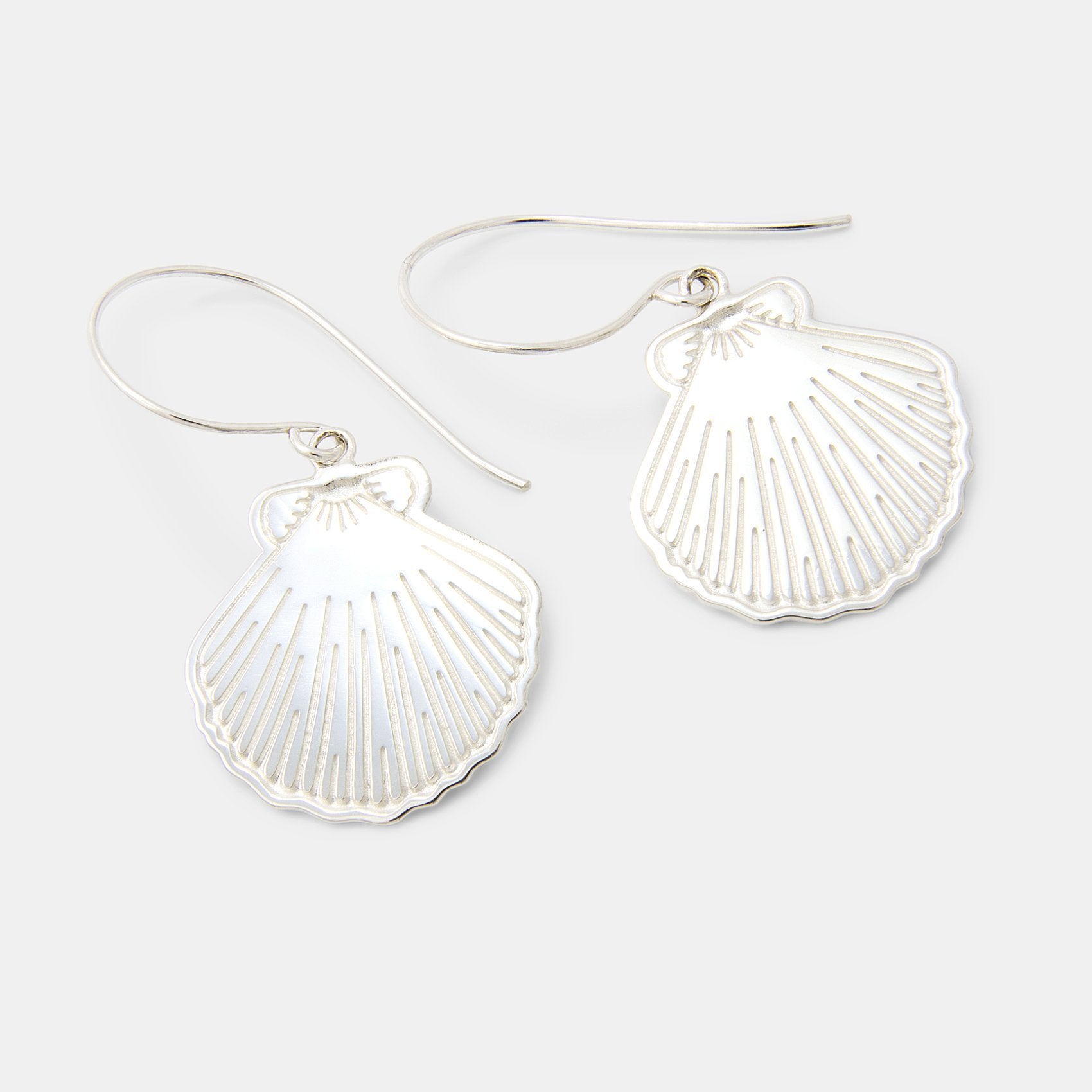 Fan shell silver dangle earrings - Simone Walsh Jewellery Australia