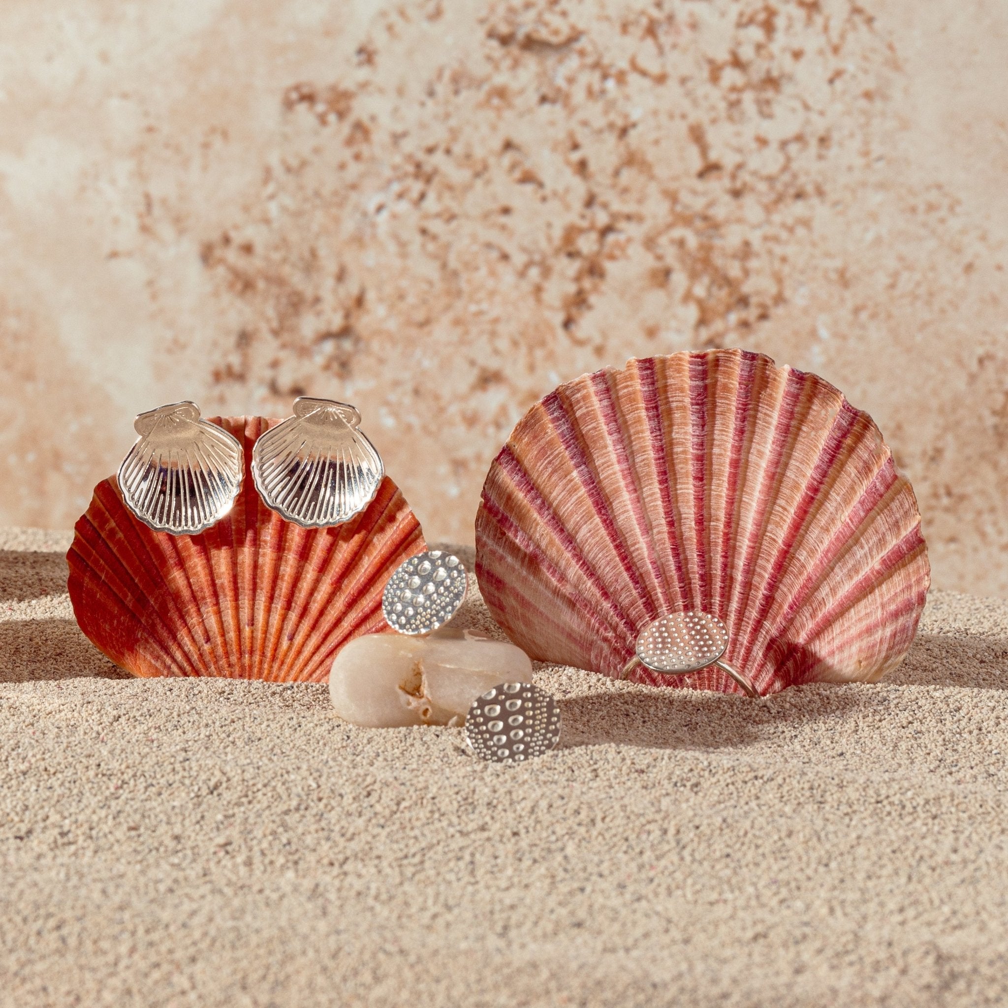 Fan shell silver stud earrings - Simone Walsh Jewellery Australia