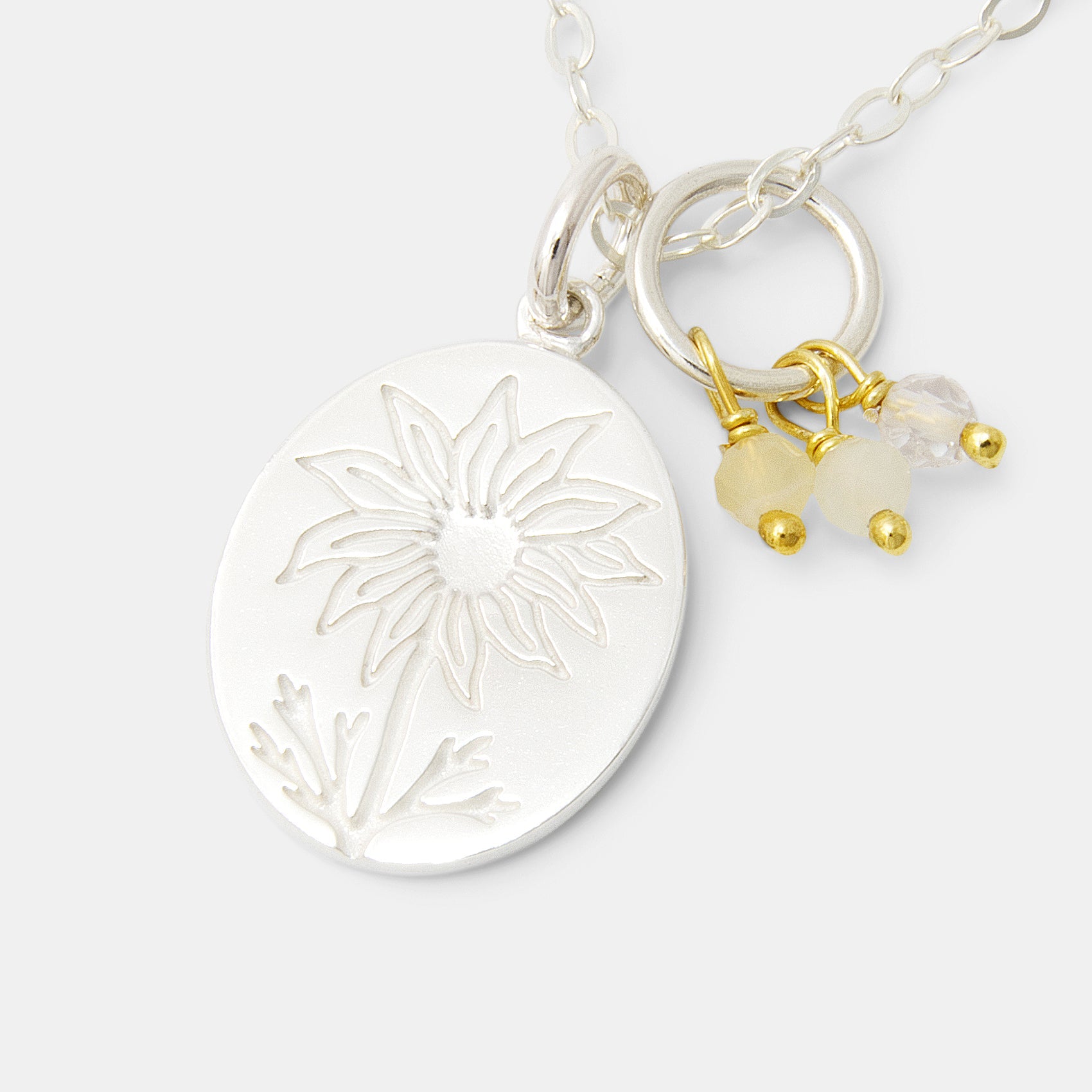 Flannel Flower Oval & White Opals Necklace - Simone Walsh Jewellery Australia