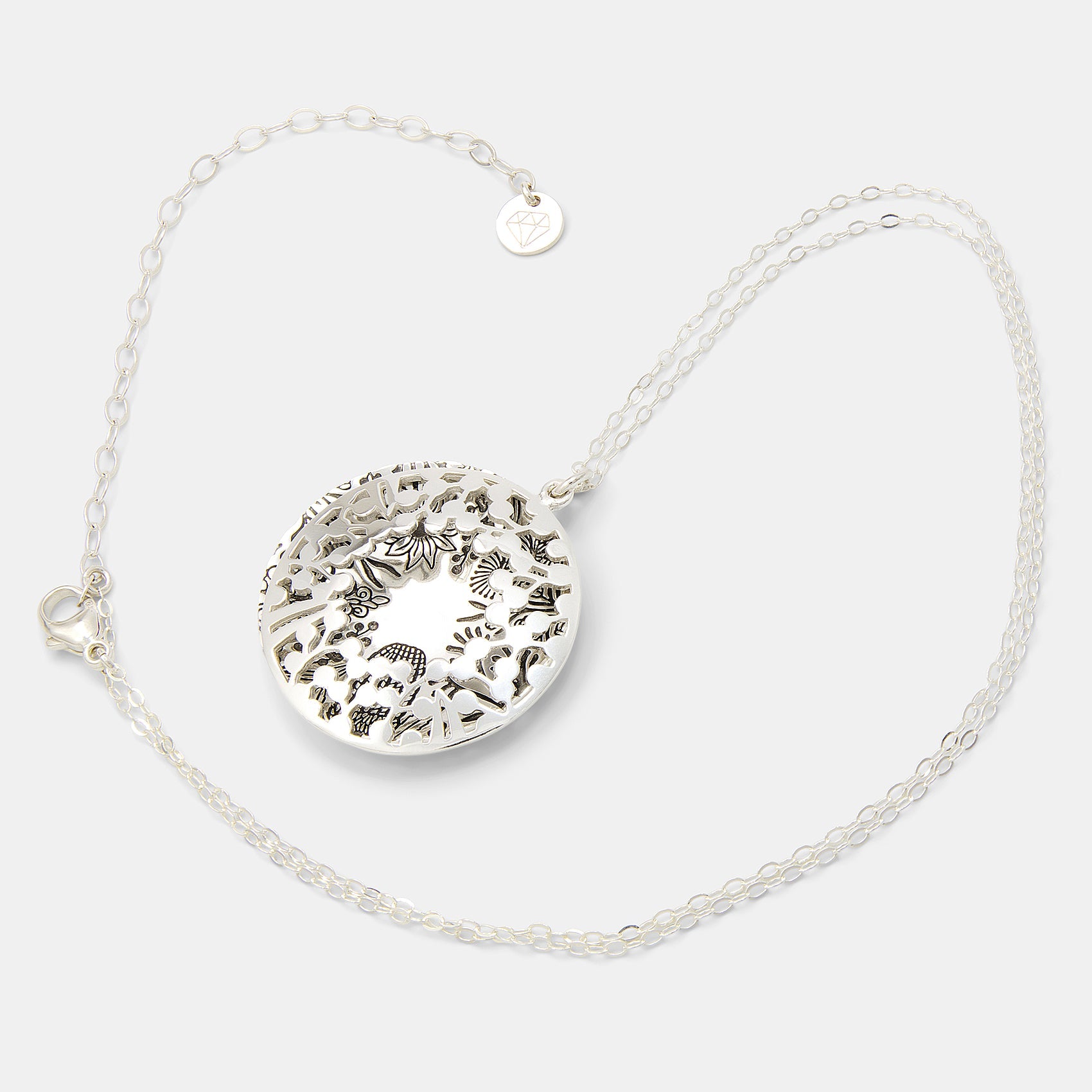 Flora Pattern Silver Open Locket - Simone Walsh Jewellery Australia
