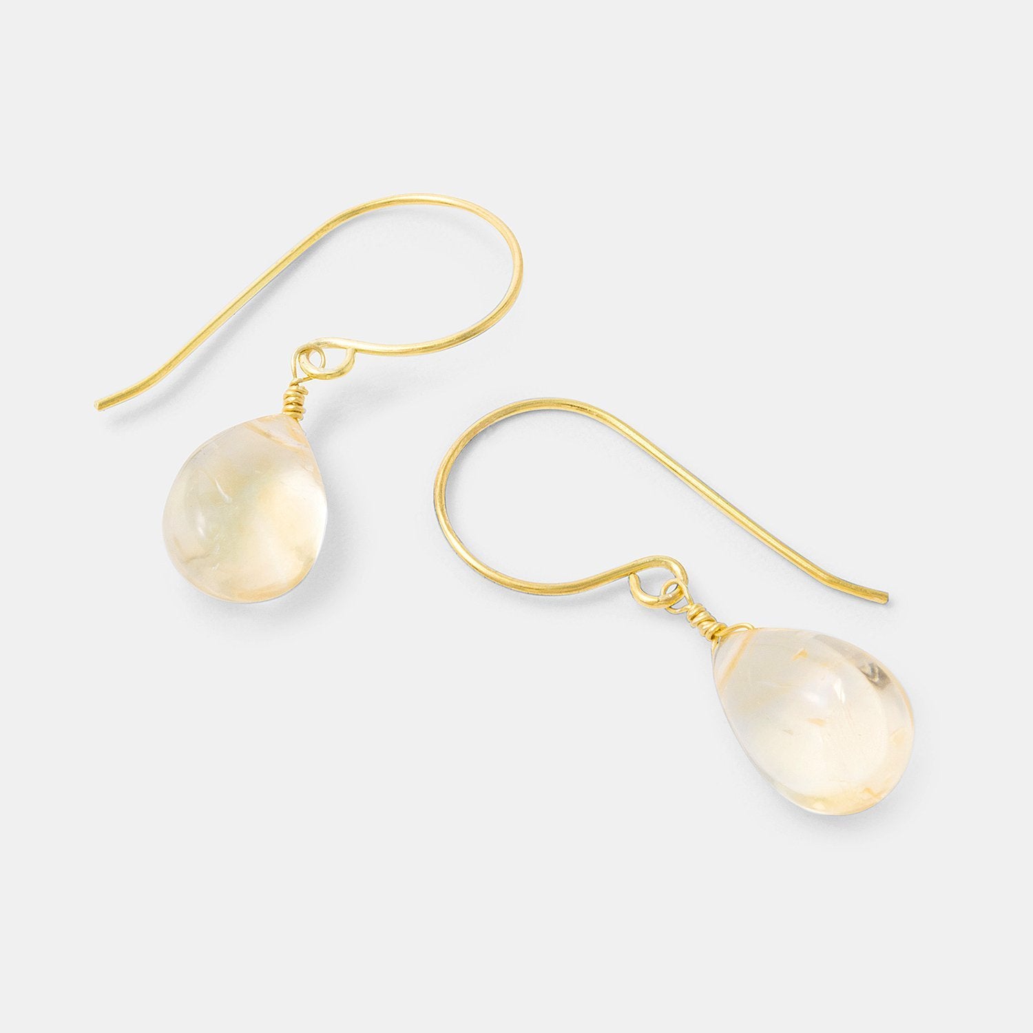 Gold drop earrings with citrines - Simone Walsh Jewellery Australia