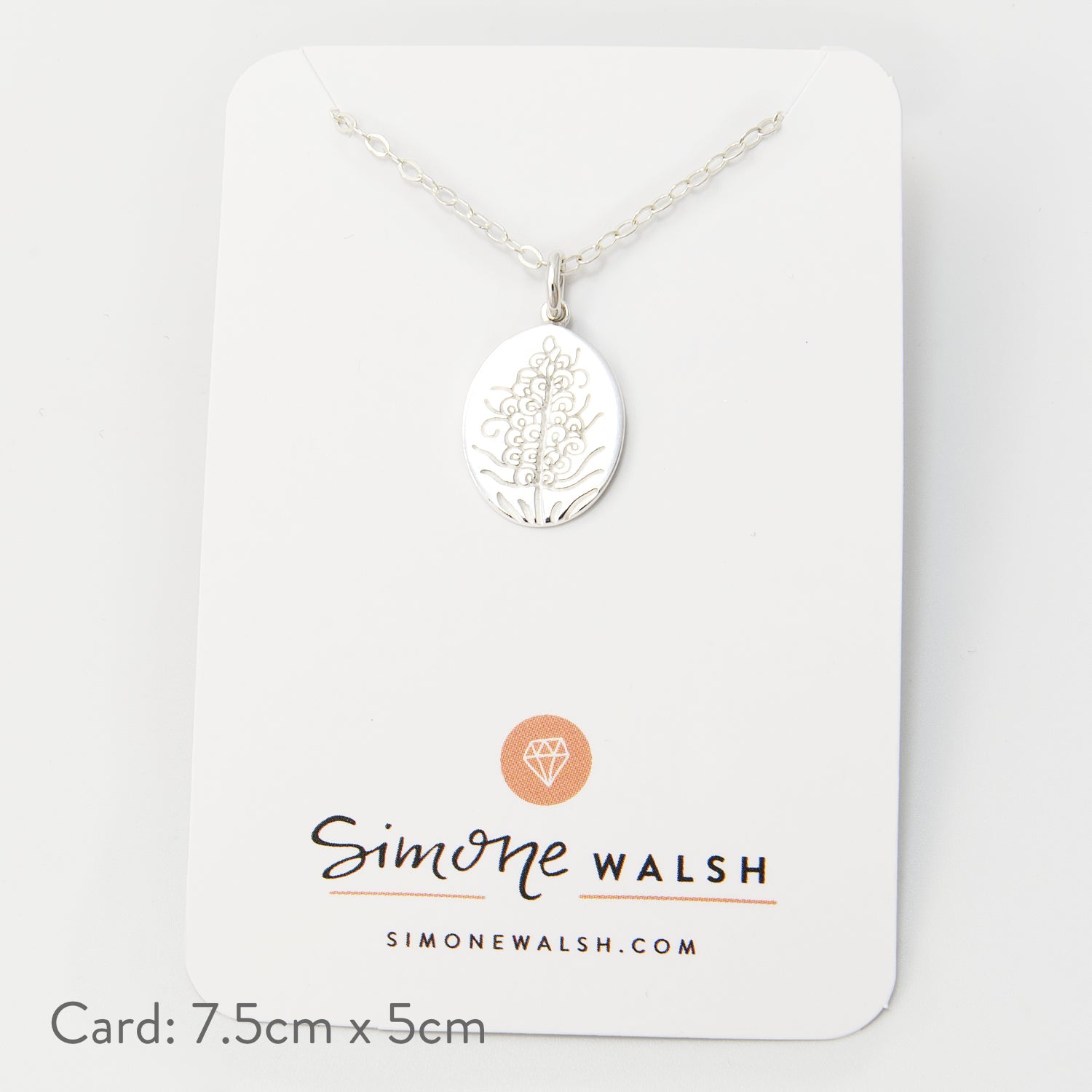 Grevillea Oval Silver Pendant Necklace - Simone Walsh Jewellery Australia