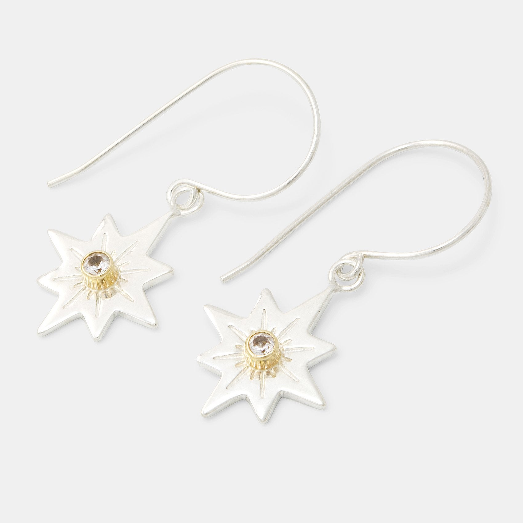 Guiding star & white sapphire drop earrings - Simone Walsh Jewellery Australia