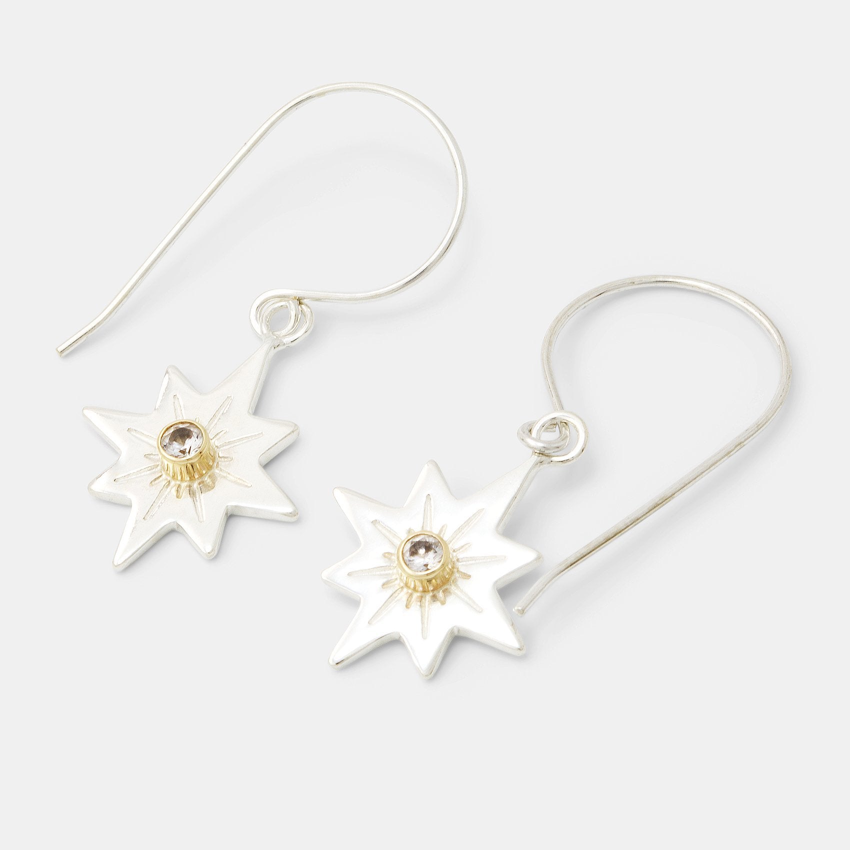 Guiding star & white sapphire drop earrings - Simone Walsh Jewellery Australia