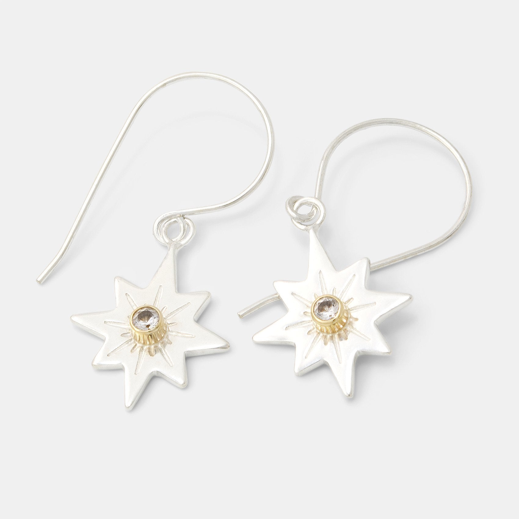 Guiding star & white sapphire drop earrings - Simone Walsh Jewellery Australia