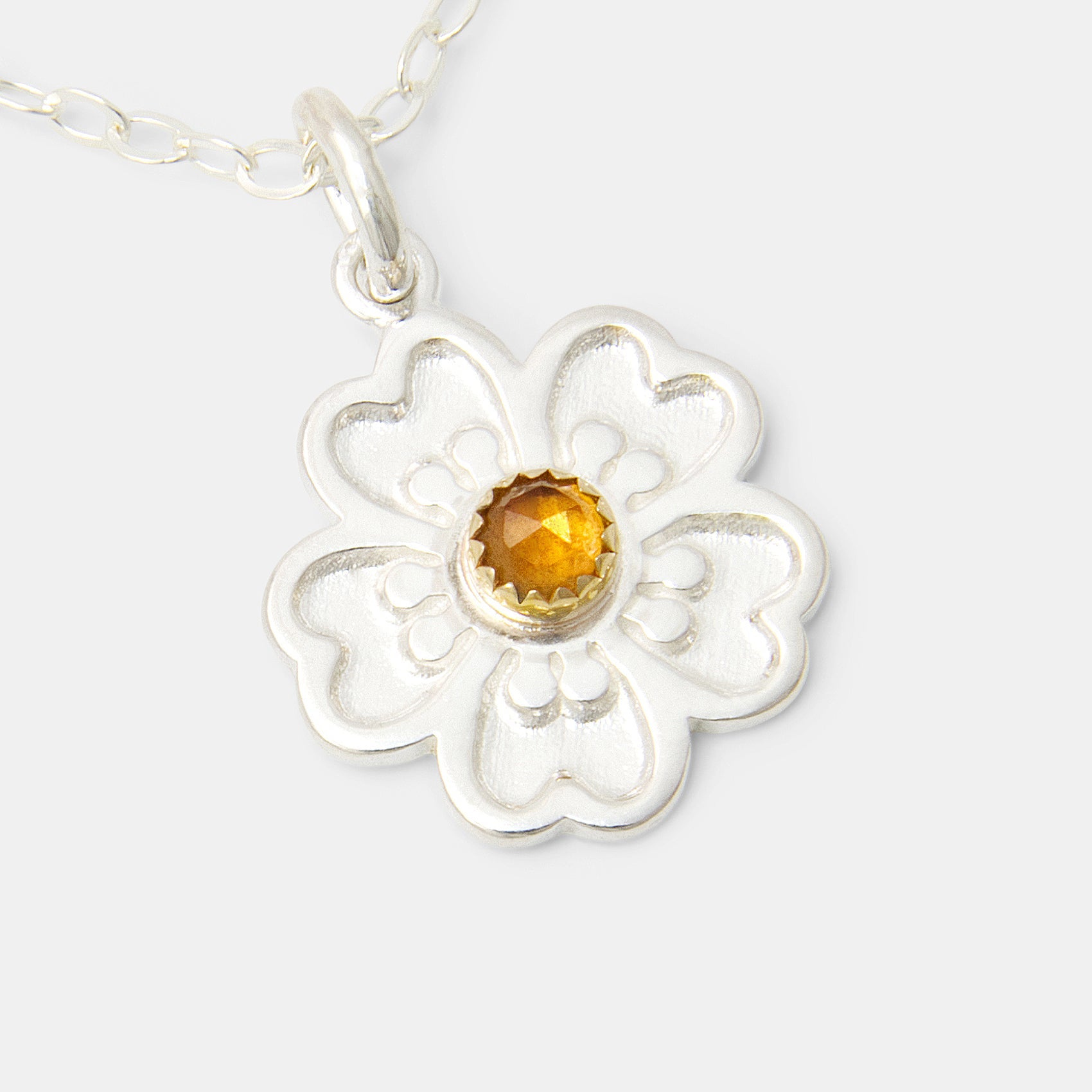 Guinea Flower & Citrine Pendant Necklace - Simone Walsh Jewellery Australia