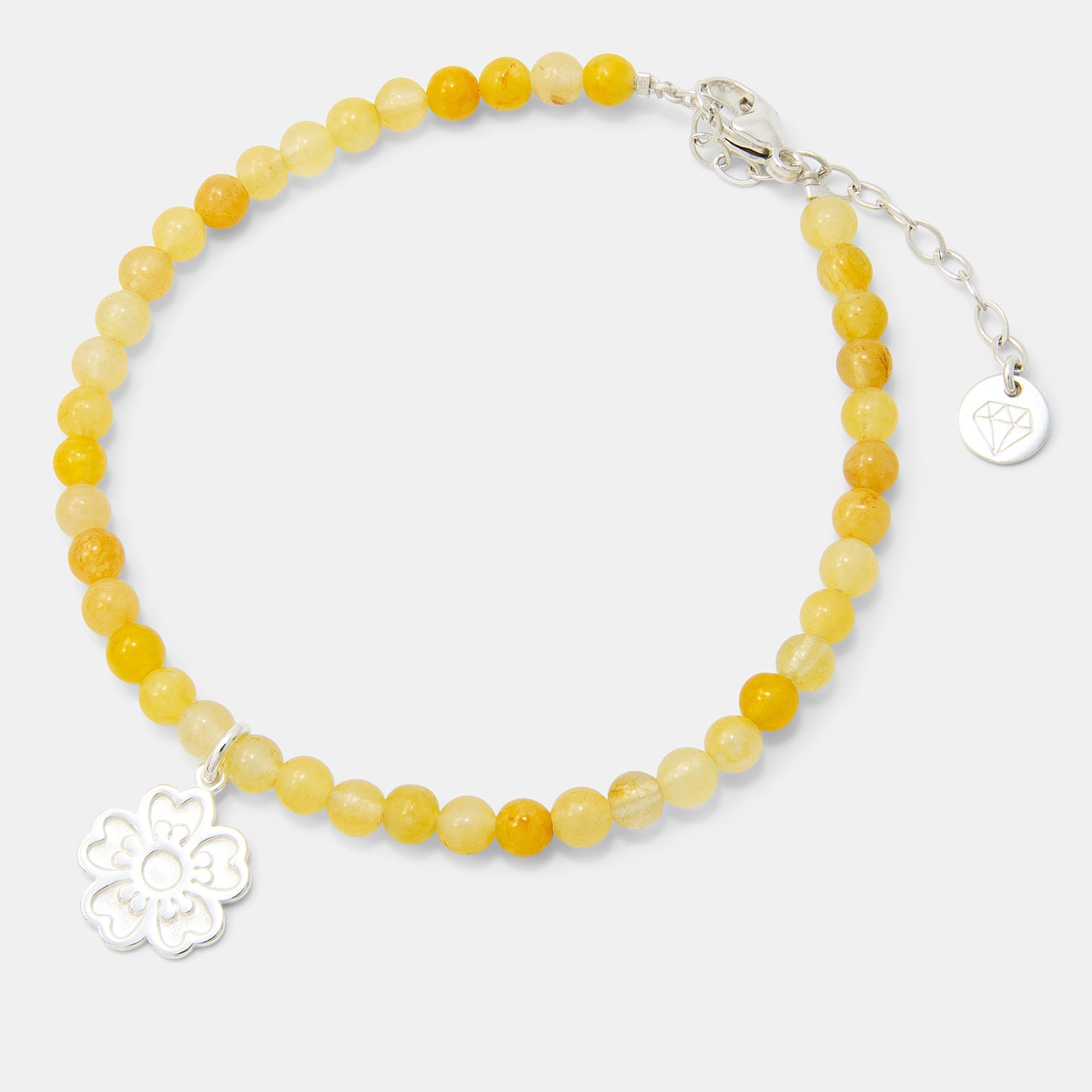 Guinea Flower on Golden Jade Beaded Bracelet - Simone Walsh Jewellery Australia