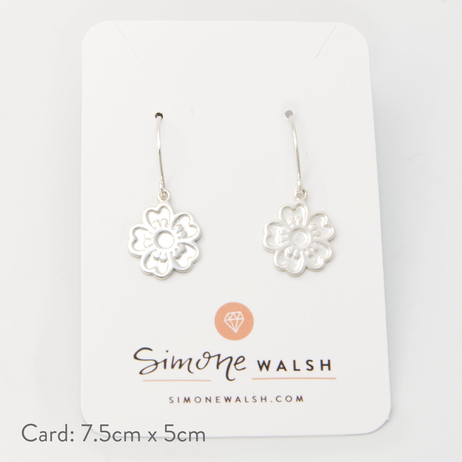 Guinea Flower Silver Drop Earrings - Simone Walsh Jewellery Australia