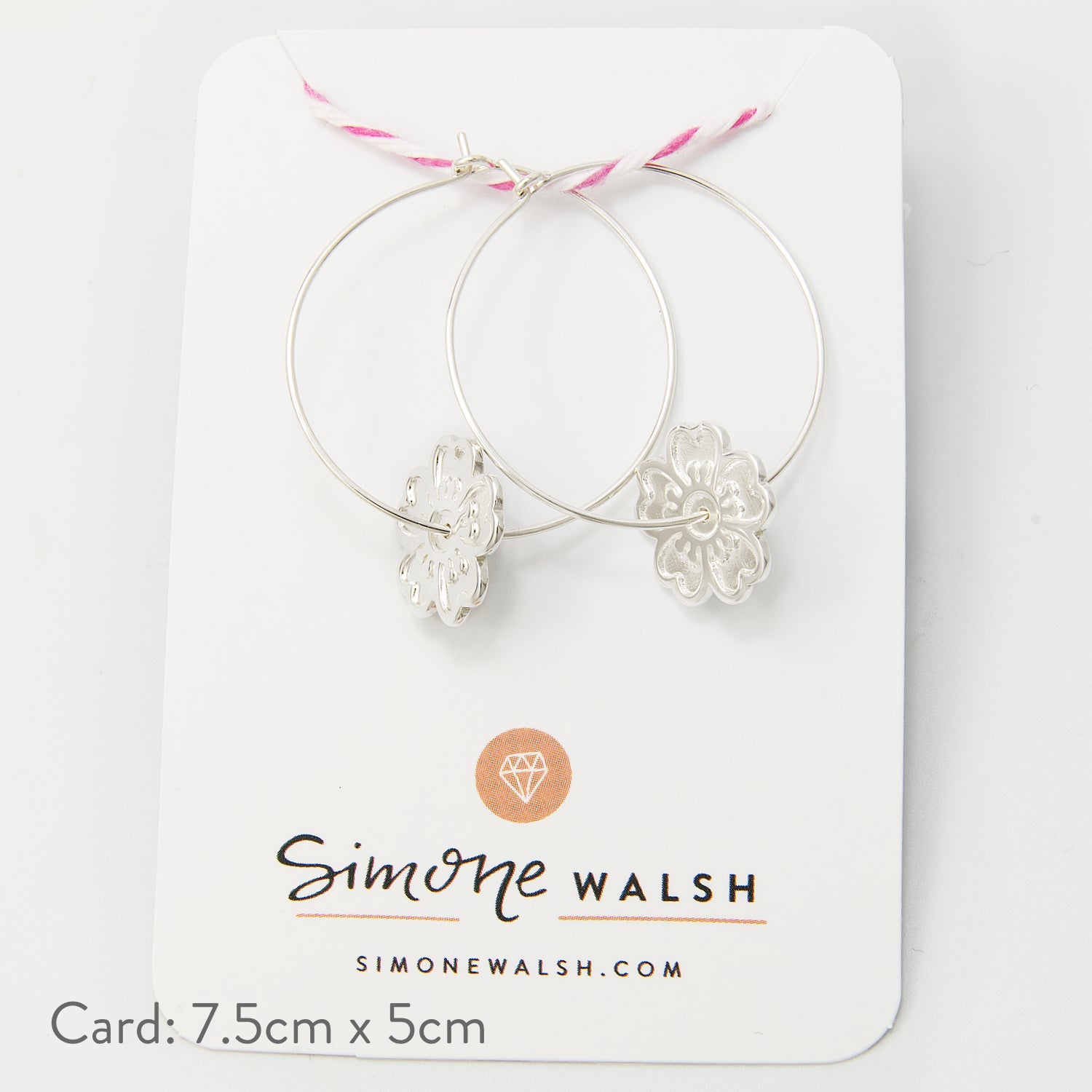 Guinea Flower Silver Hoop Earrings - Simone Walsh Jewellery Australia