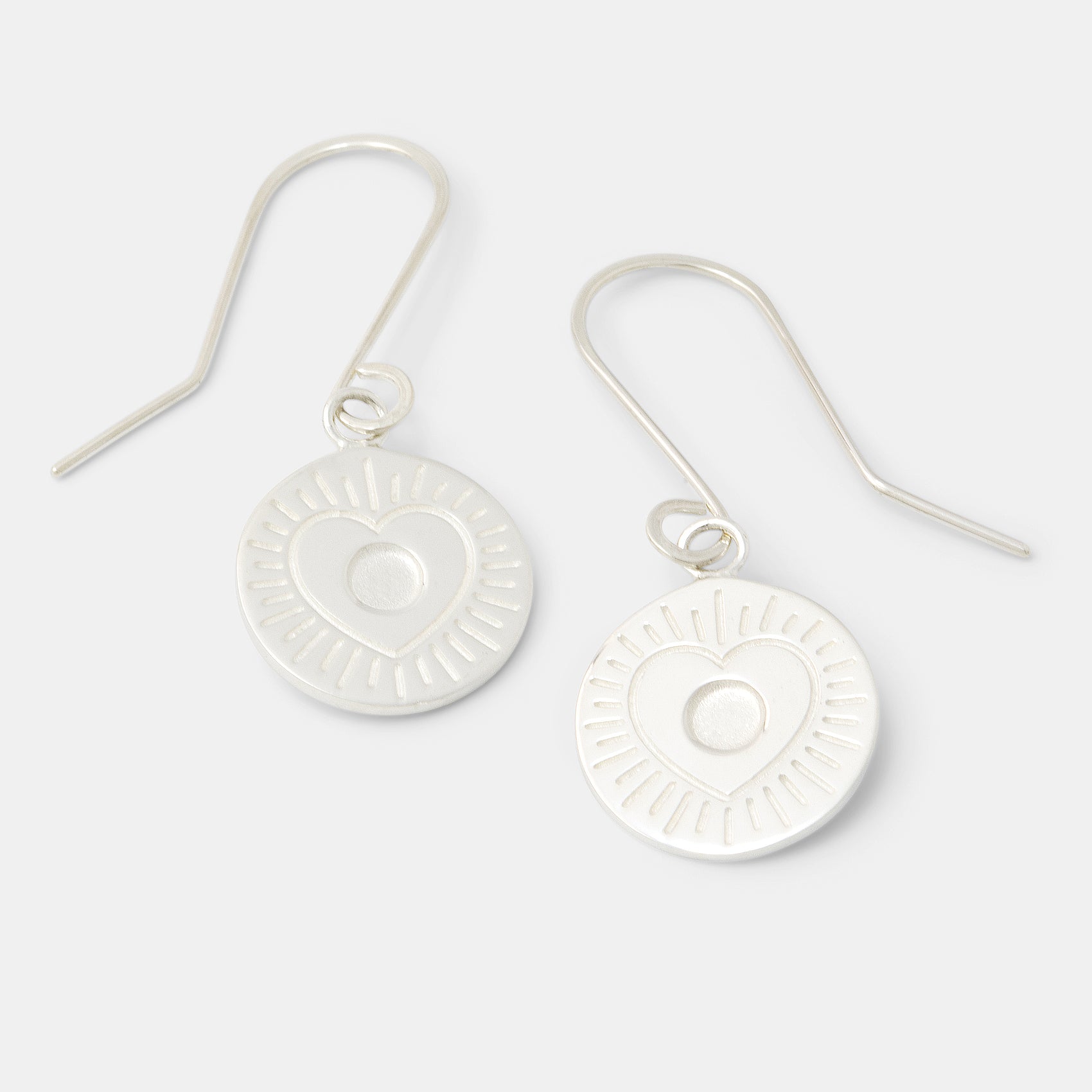 Heart Amulet Sterling Silver Drop Earrings