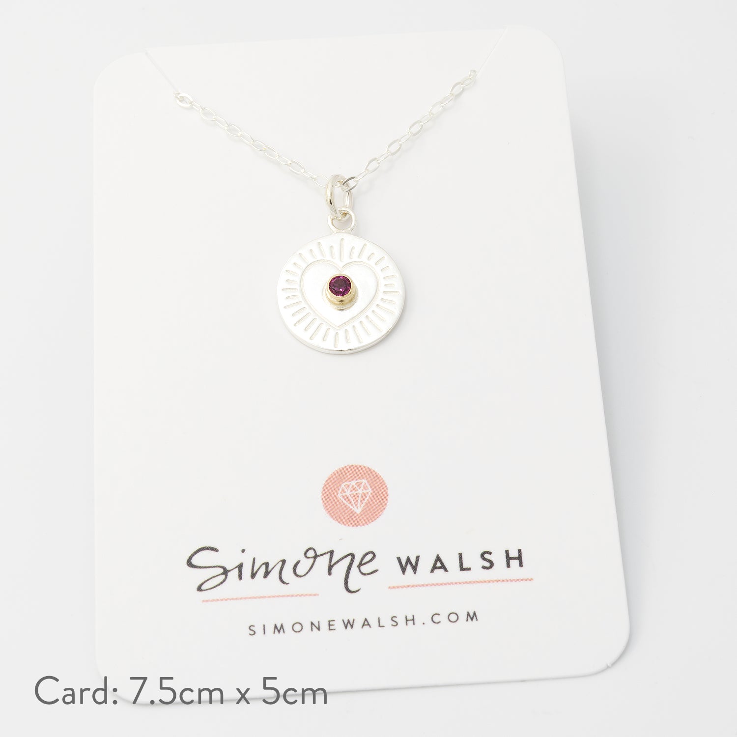 Heart & Rose Garnet Amulet Silver Necklace