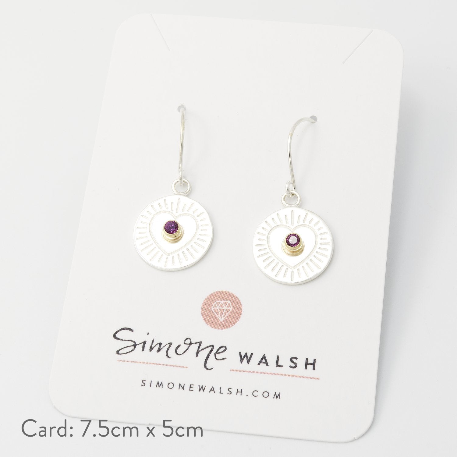 Heart & rose garnet amulet drop earrings - Simone Walsh Jewellery Australia