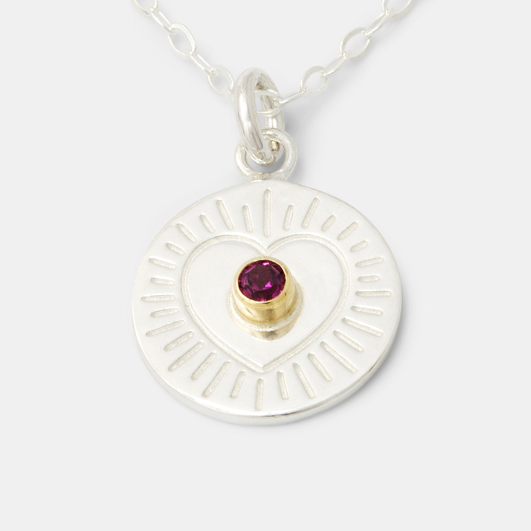 Heart & rose garnet amulet necklace - Simone Walsh Jewellery Australia