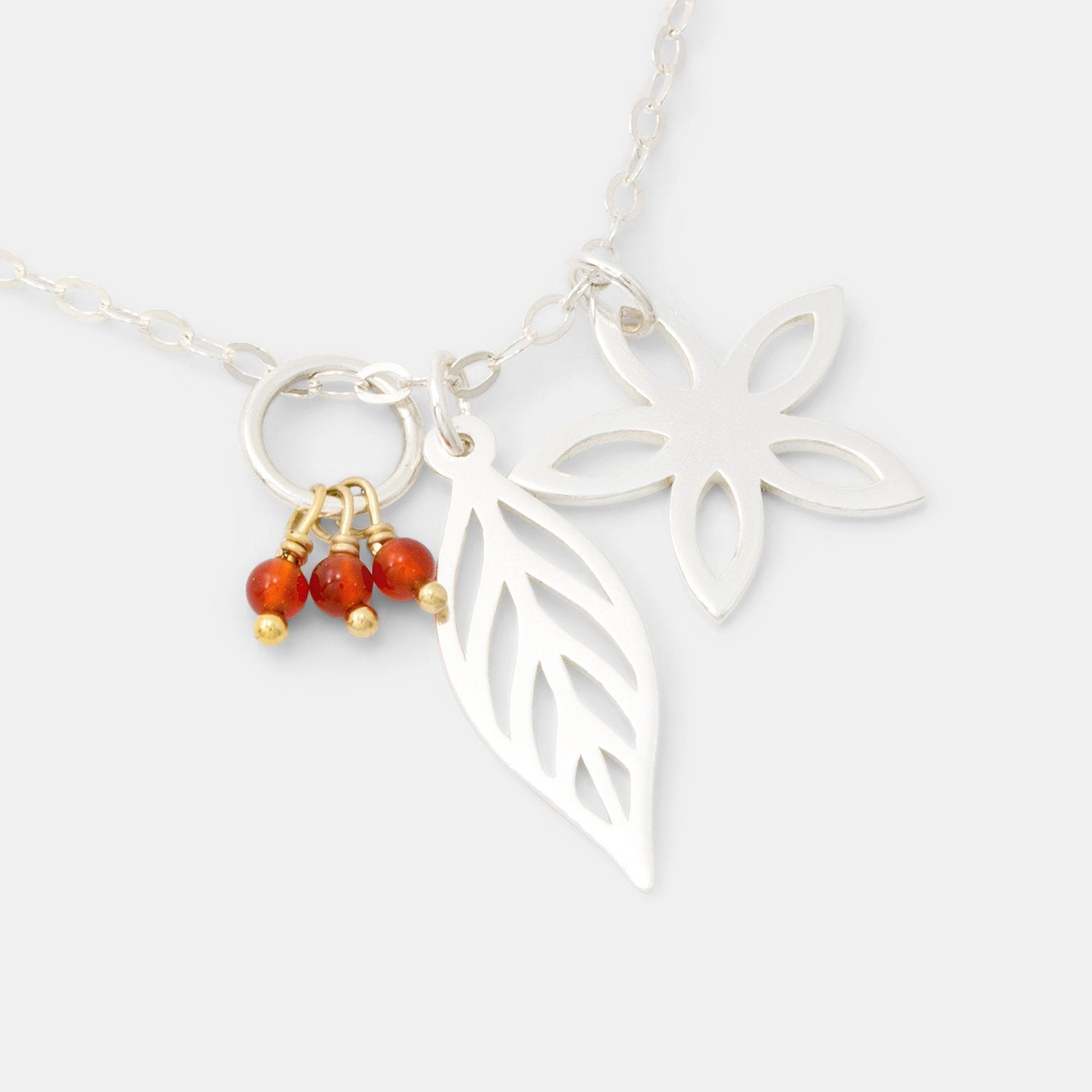 Jasmine, leaf & carnelian necklace - Simone Walsh Jewellery Australia