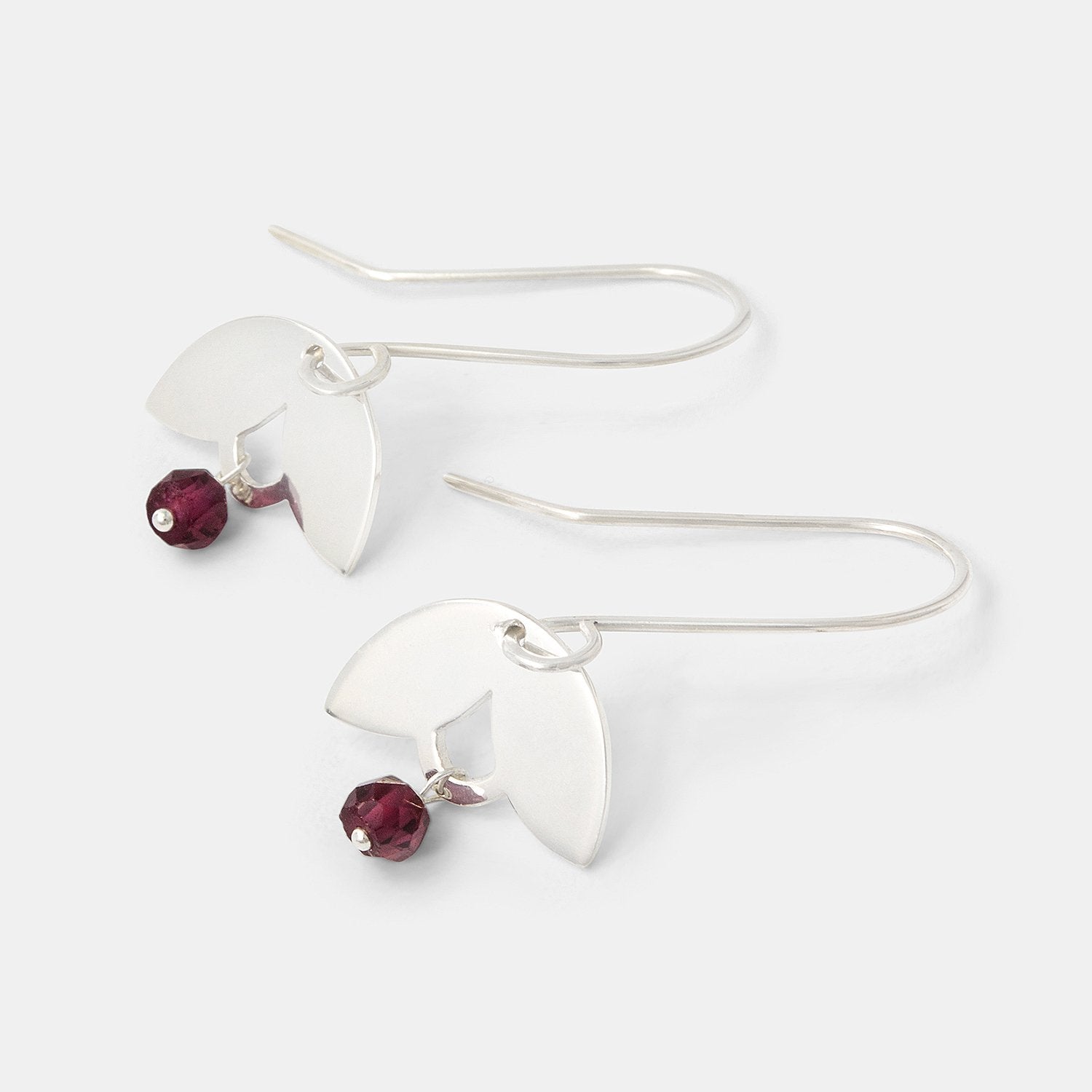 Leaves & rose garnet drop earrings - Simone Walsh Jewellery Australia