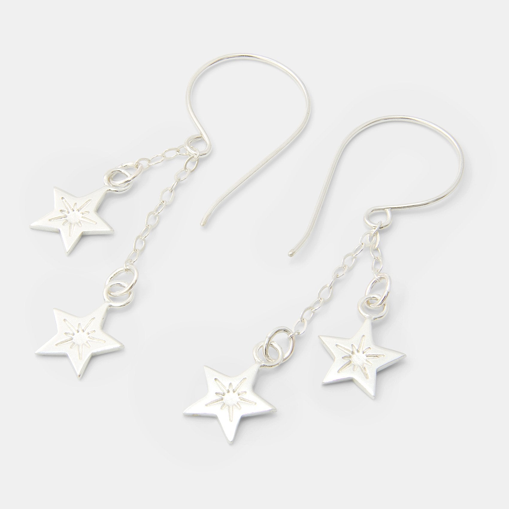 Little stars silver chain dangle earrings - Simone Walsh Jewellery Australia