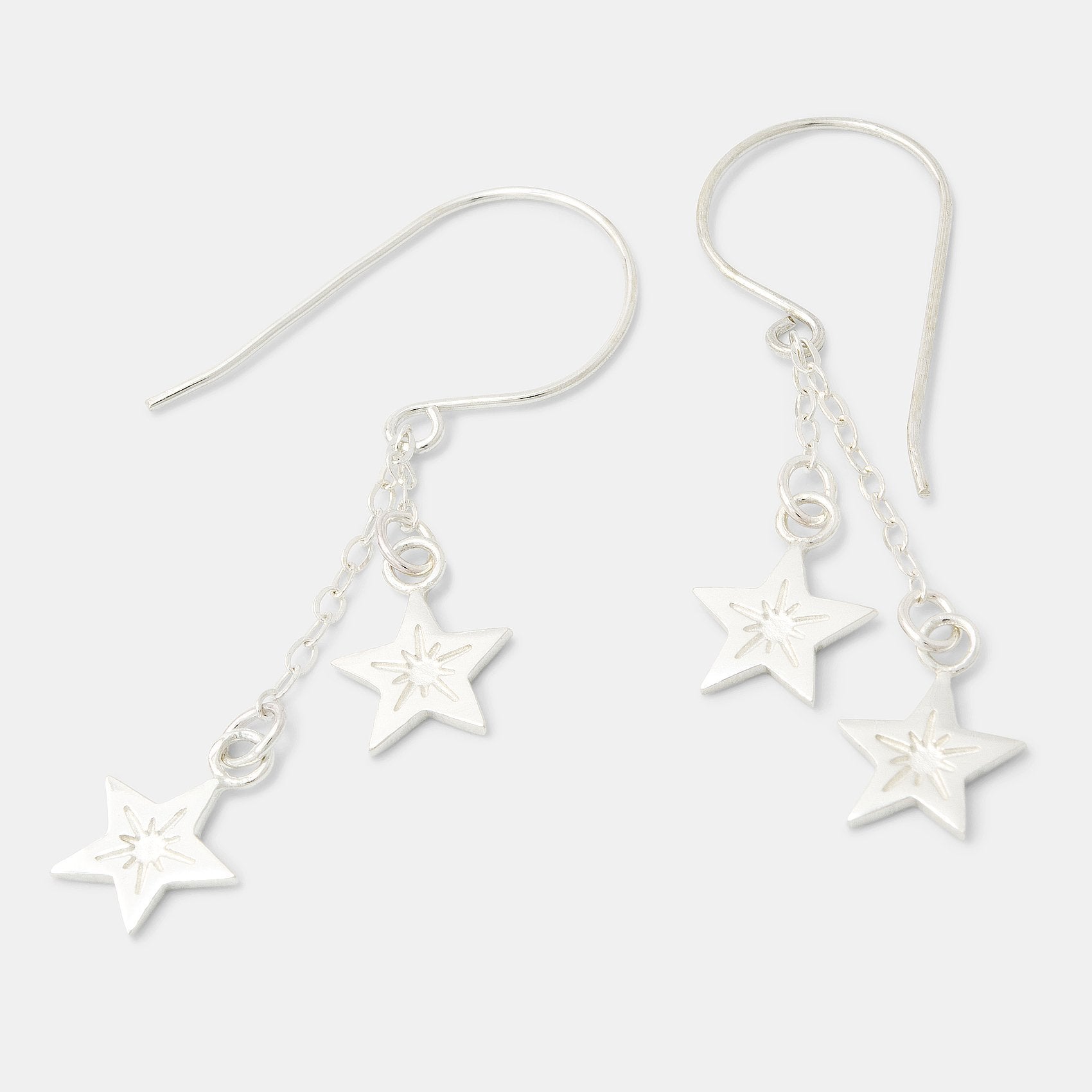 Little stars silver chain dangle earrings - Simone Walsh Jewellery Australia