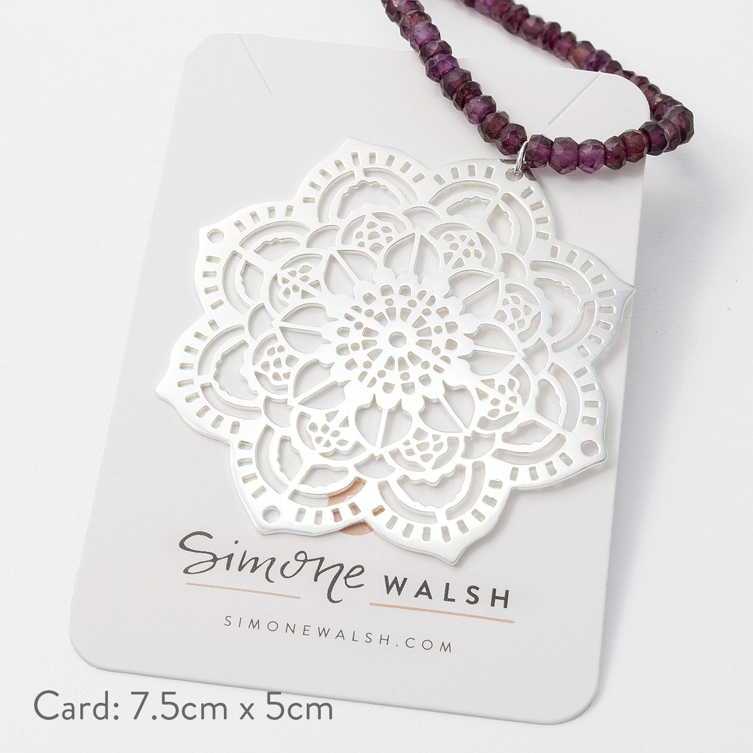 Mehndi mandala & rose garnet necklace - Simone Walsh Jewellery Australia