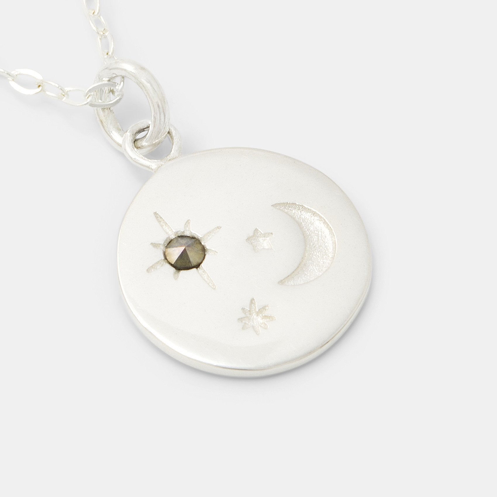 Moon & stars amulet silver pendant necklace - Simone Walsh Jewellery Australia