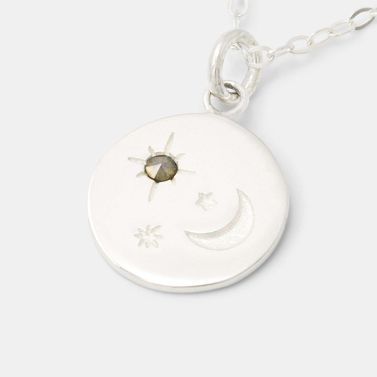 Moon & stars amulet silver pendant necklace - Simone Walsh Jewellery Australia