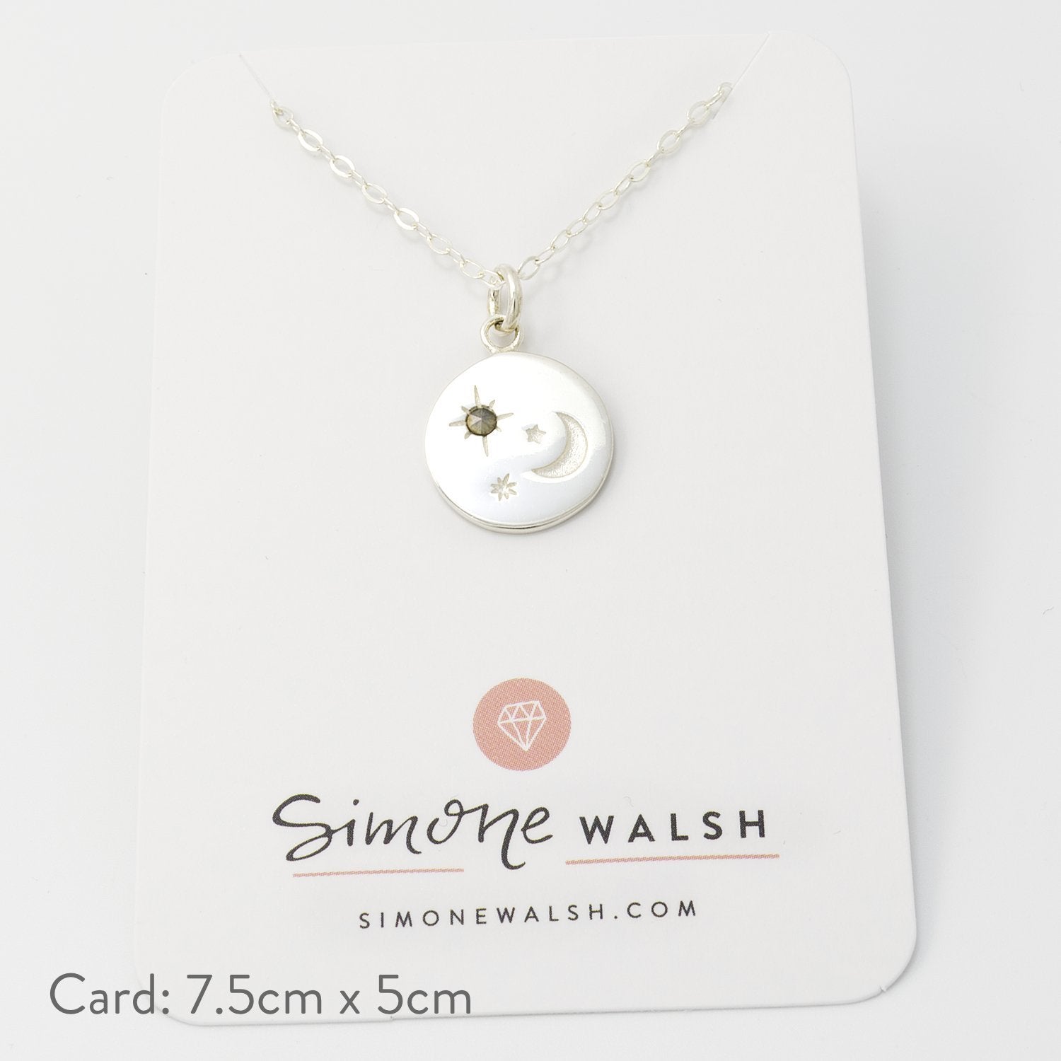 Moon & stars amulet silver pendant necklace - Simone Walsh Jewellery Australia