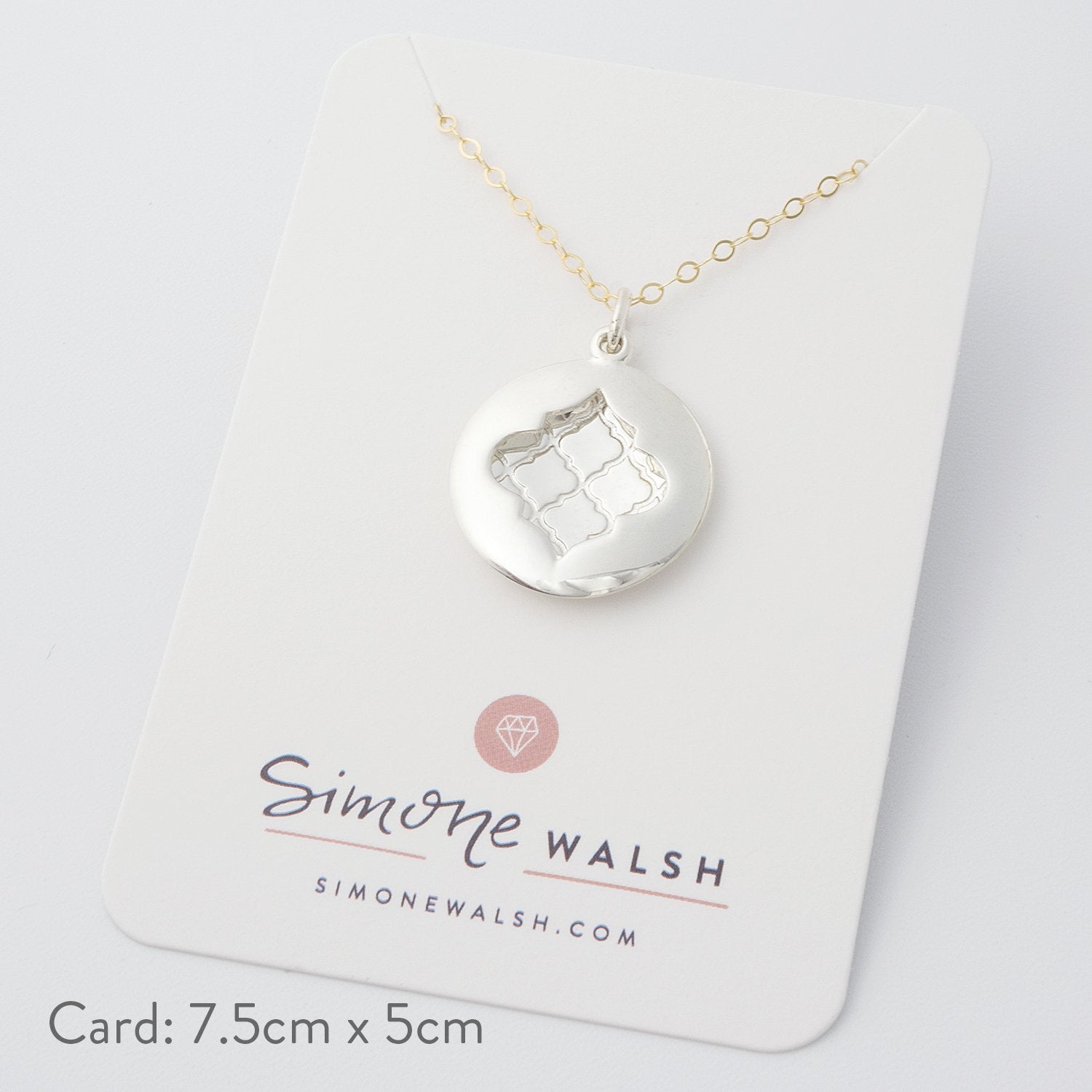 Moroccan tile pendant: silver - Simone Walsh Jewellery Australia