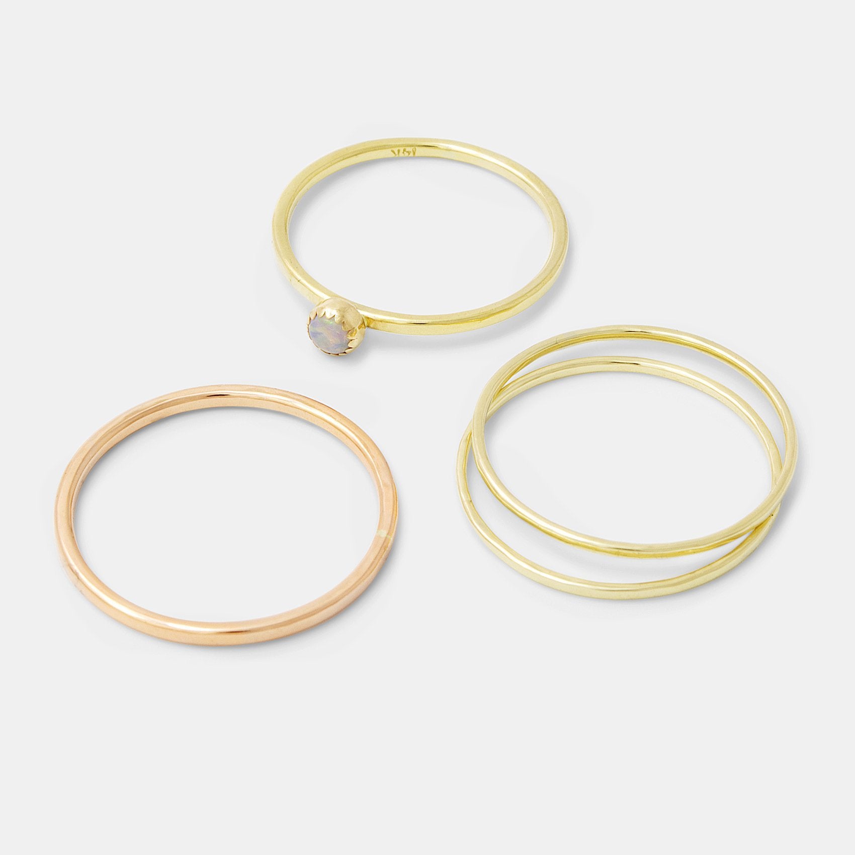 Opal & solid gold stacking ring - Simone Walsh Jewellery Australia
