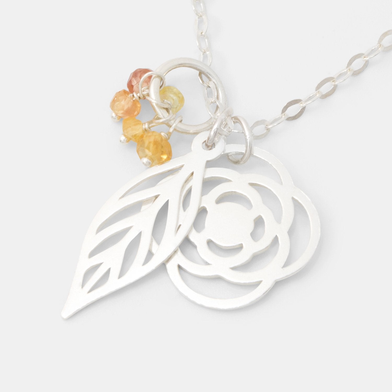 Poppy, leaf & sapphires necklace - Simone Walsh Jewellery Australia