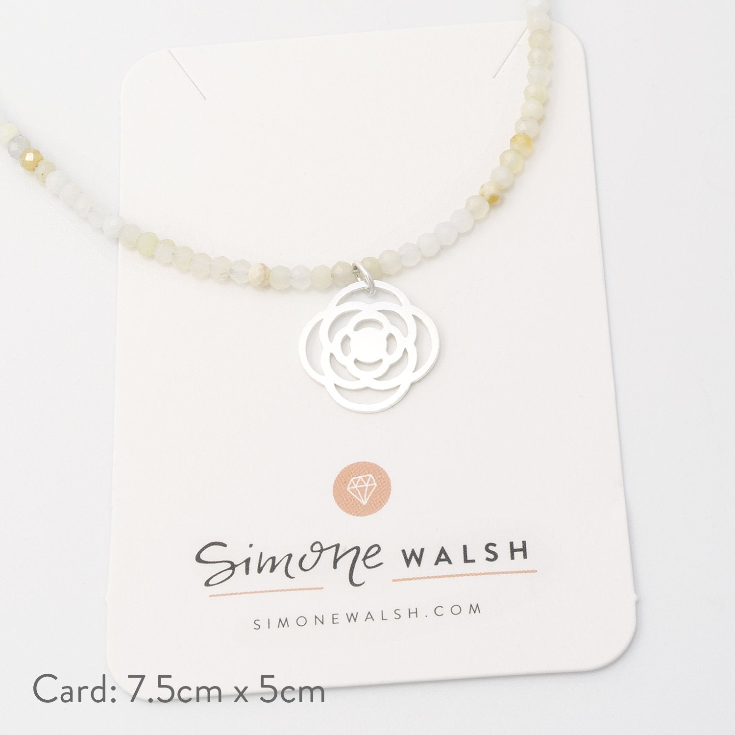Poppy on white opal necklace - Simone Walsh Jewellery Australia