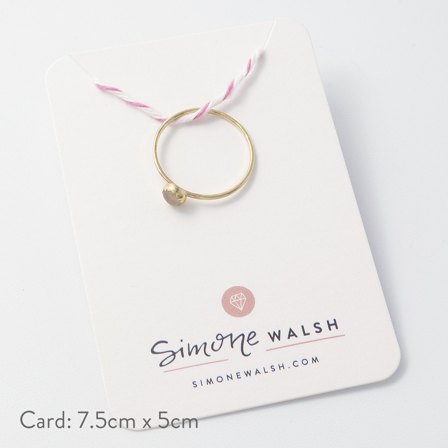 Rose quartz & solid gold stacking ring - Simone Walsh Jewellery Australia