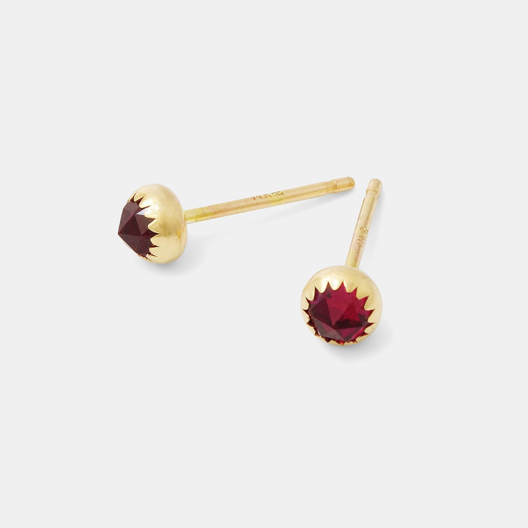 Ruby rose cut & solid gold stud earrings - Simone Walsh Jewellery Australia