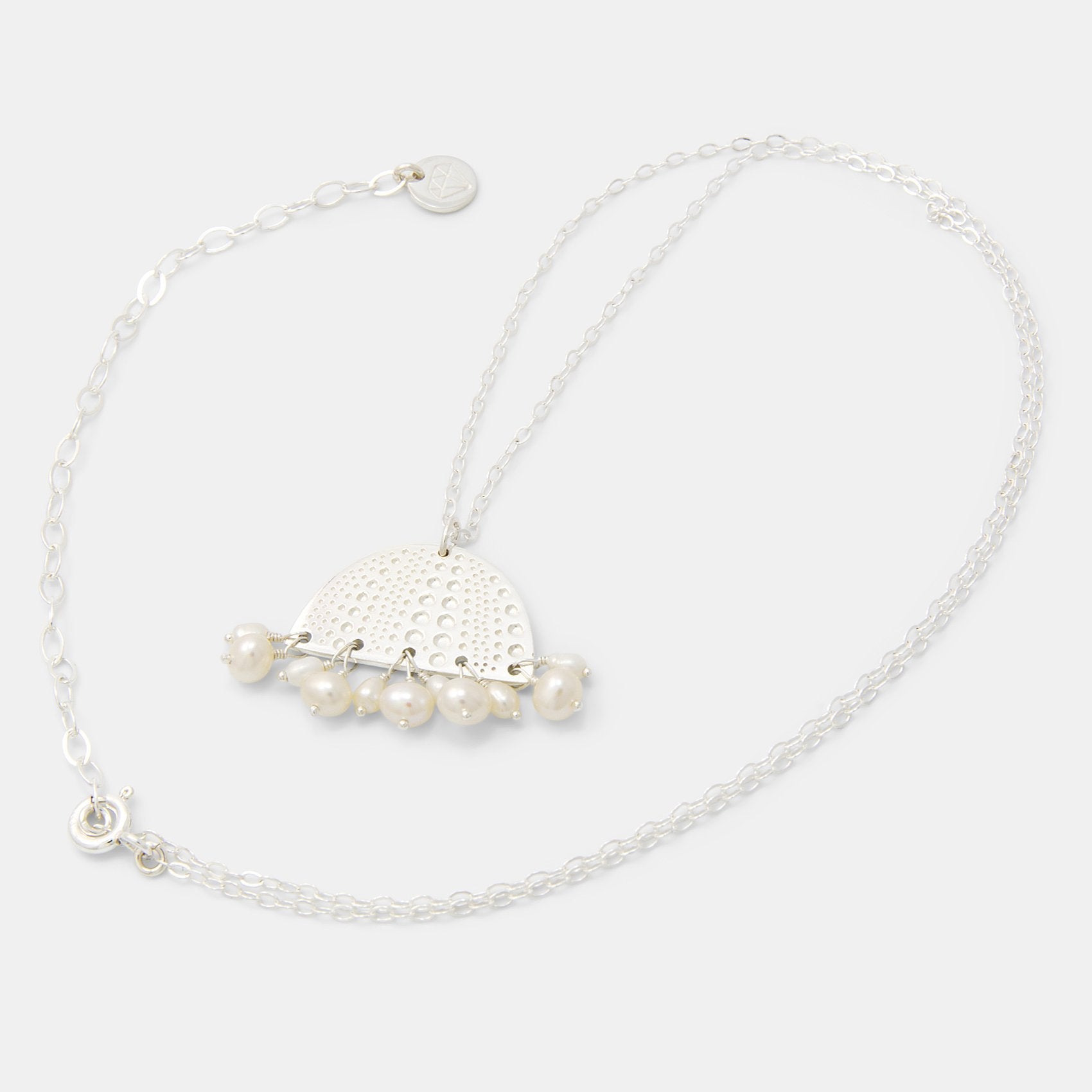 Sea urchin & pearls silver pendant necklace - Simone Walsh Jewellery Australia