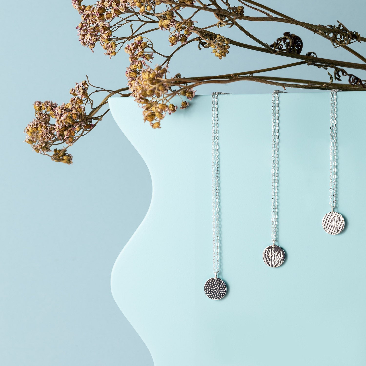 Seagrass texture silver pendant necklace - Simone Walsh Jewellery Australia