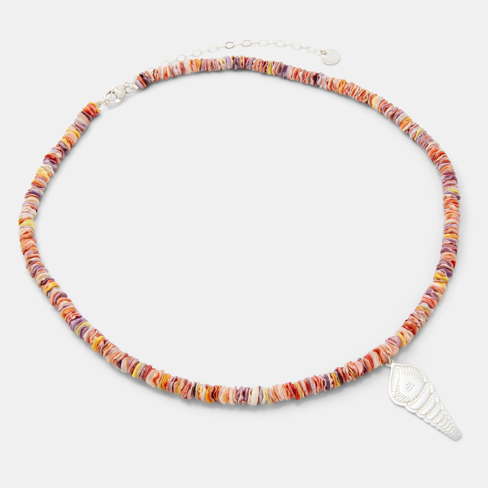 Spiral shell on scallop shell beaded necklace - Simone Walsh Jewellery Australia