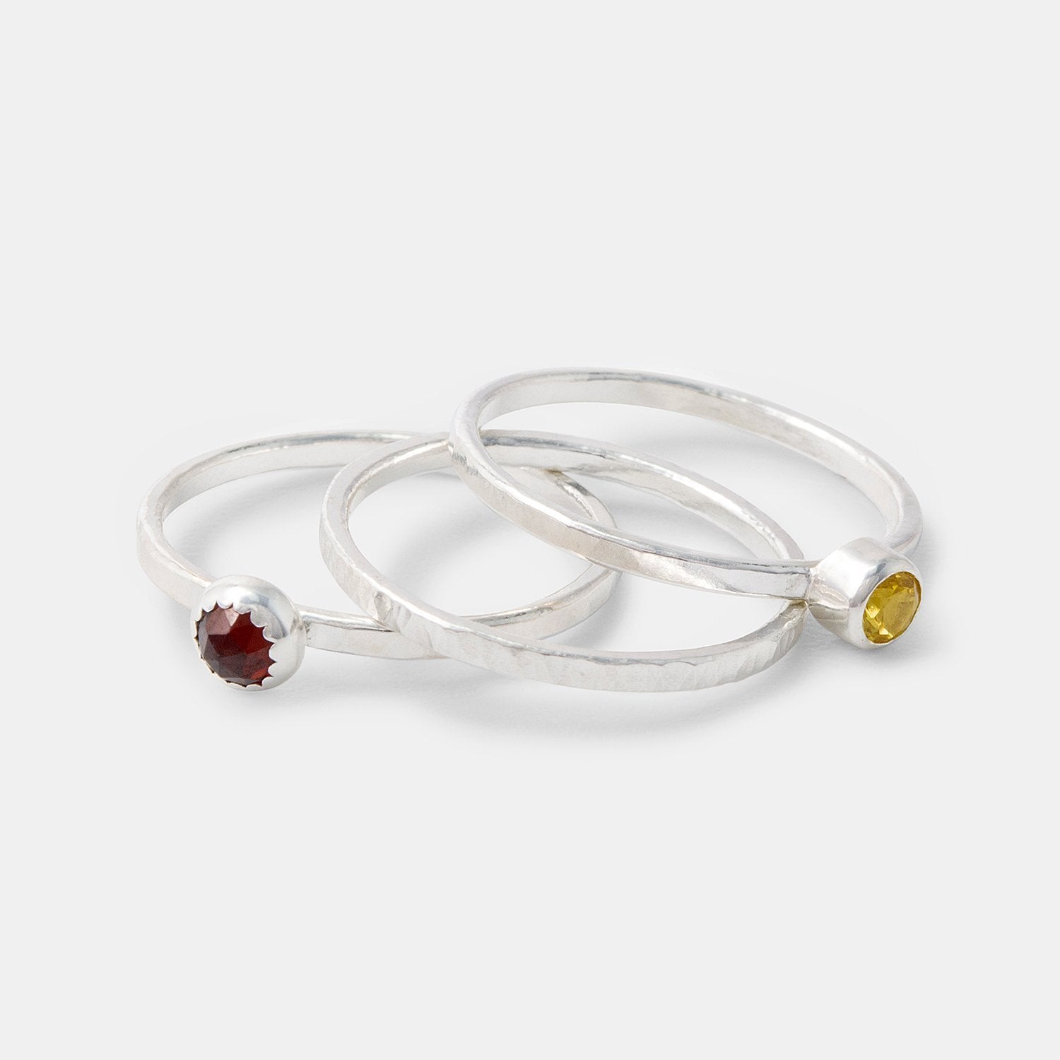 Stacking rings set: garnet & topaz - Simone Walsh Jewellery Australia