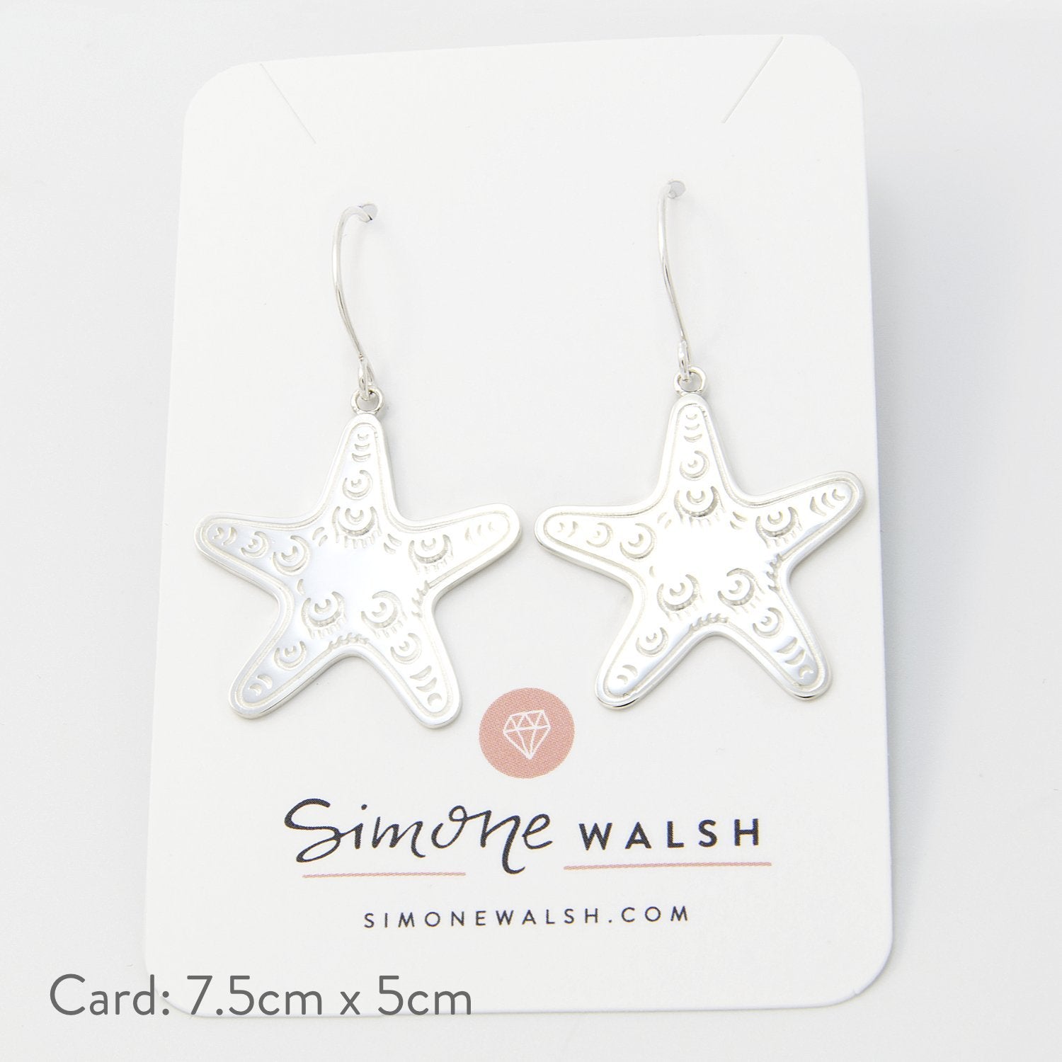 Starfish silver dangle earrings - Simone Walsh Jewellery Australia