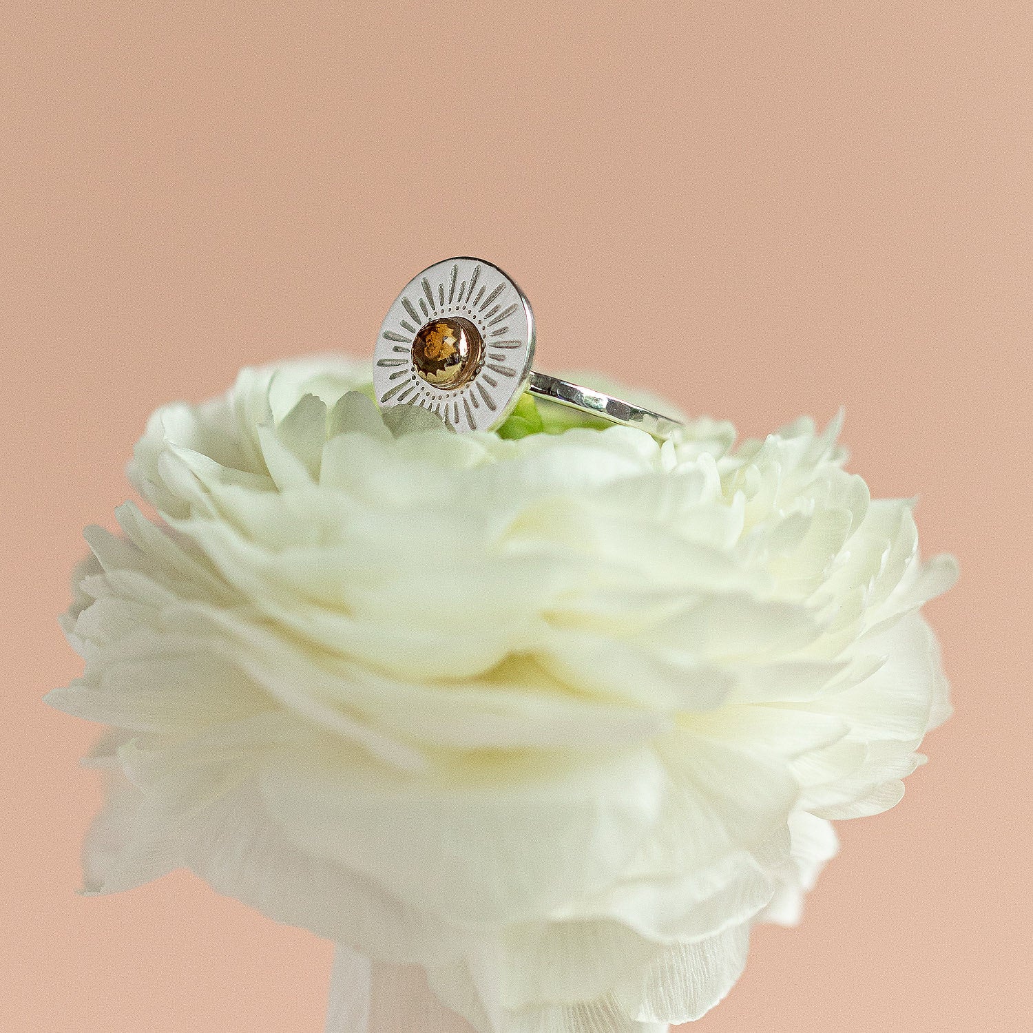 Sunburst & citrine amulet cocktail ring - Simone Walsh Jewellery Australia