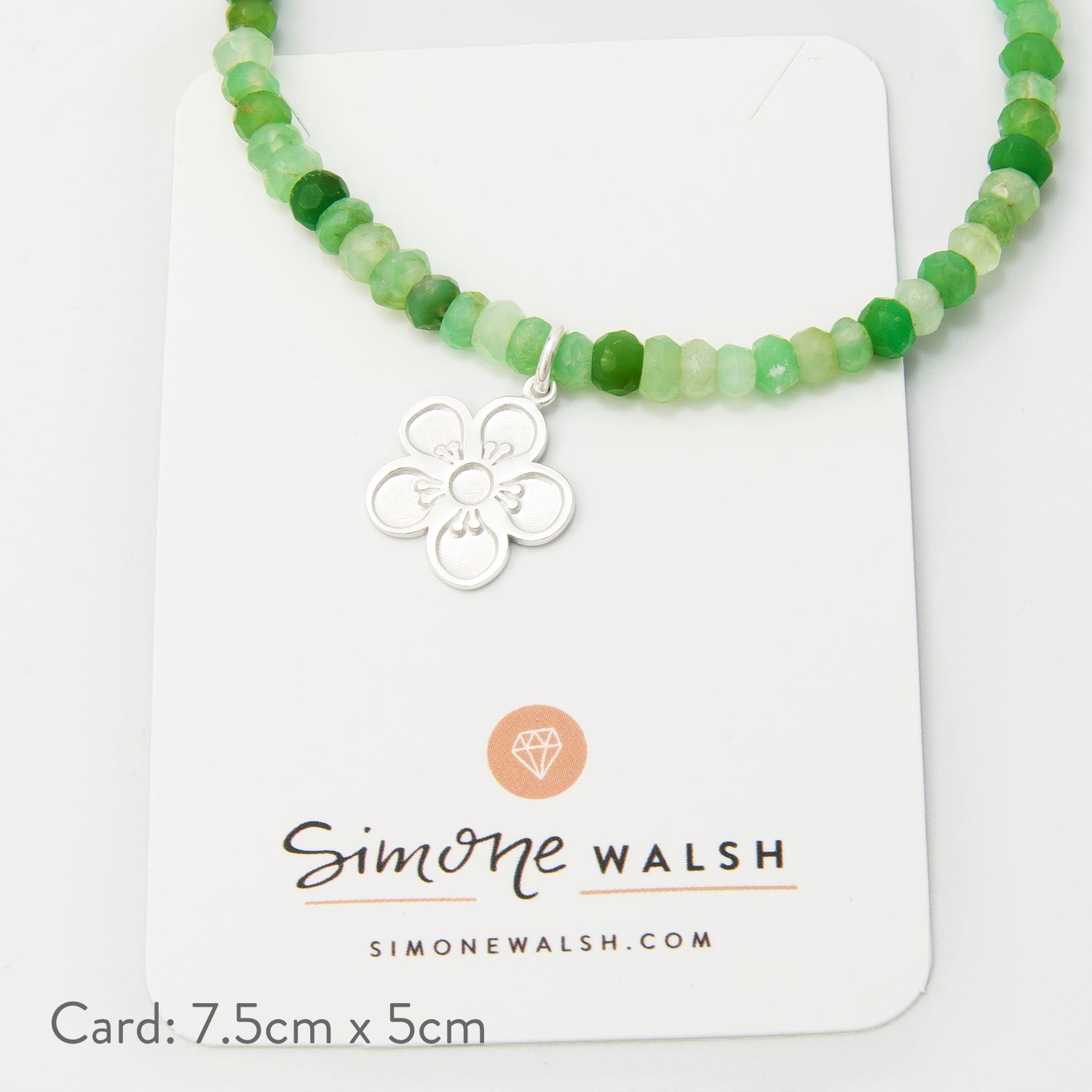 Tea Tree Flower on Chrysoprase Beaded Bracelet - Simone Walsh Jewellery Australia