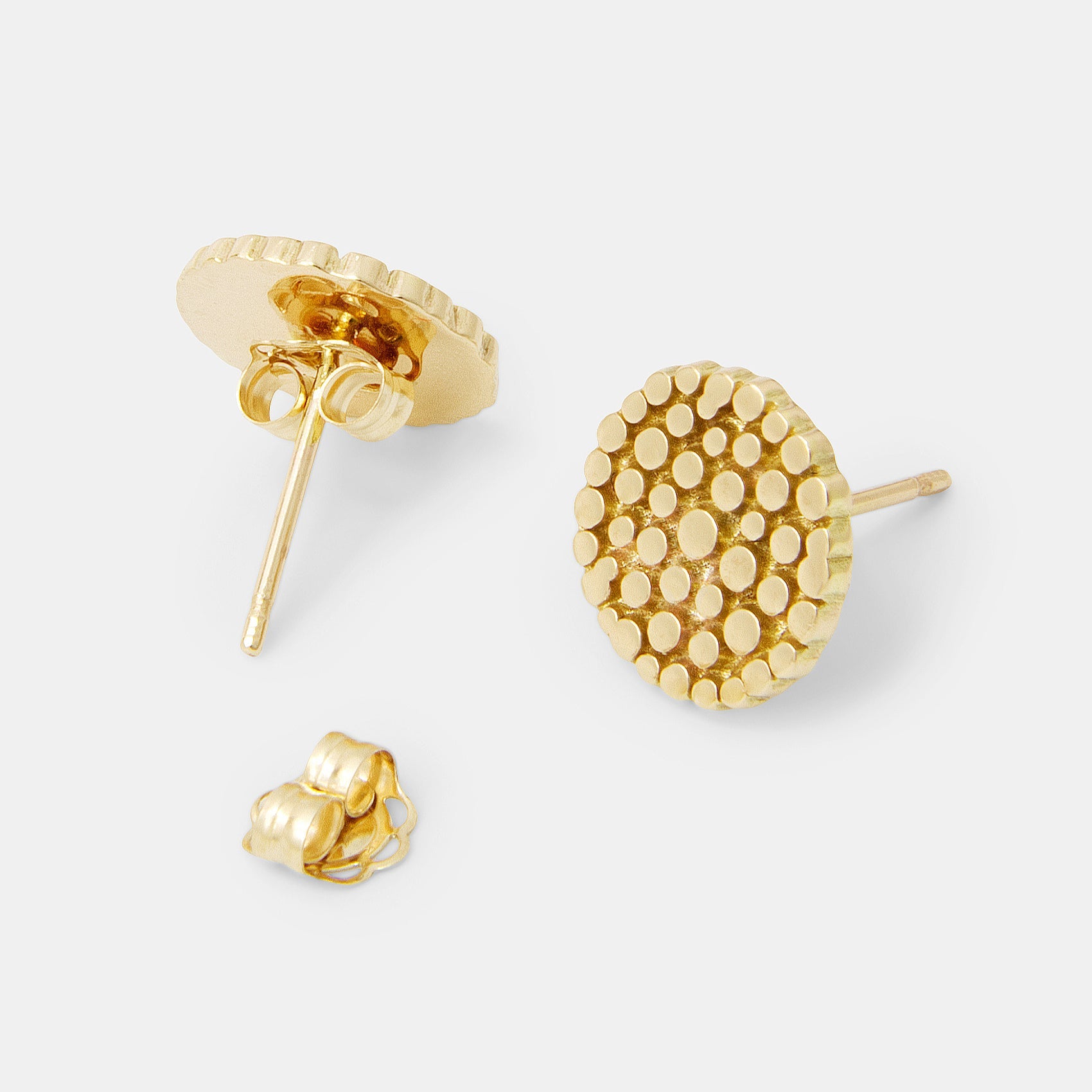 Wattle blossom solid gold stud earrings - Simone Walsh Jewellery Australia