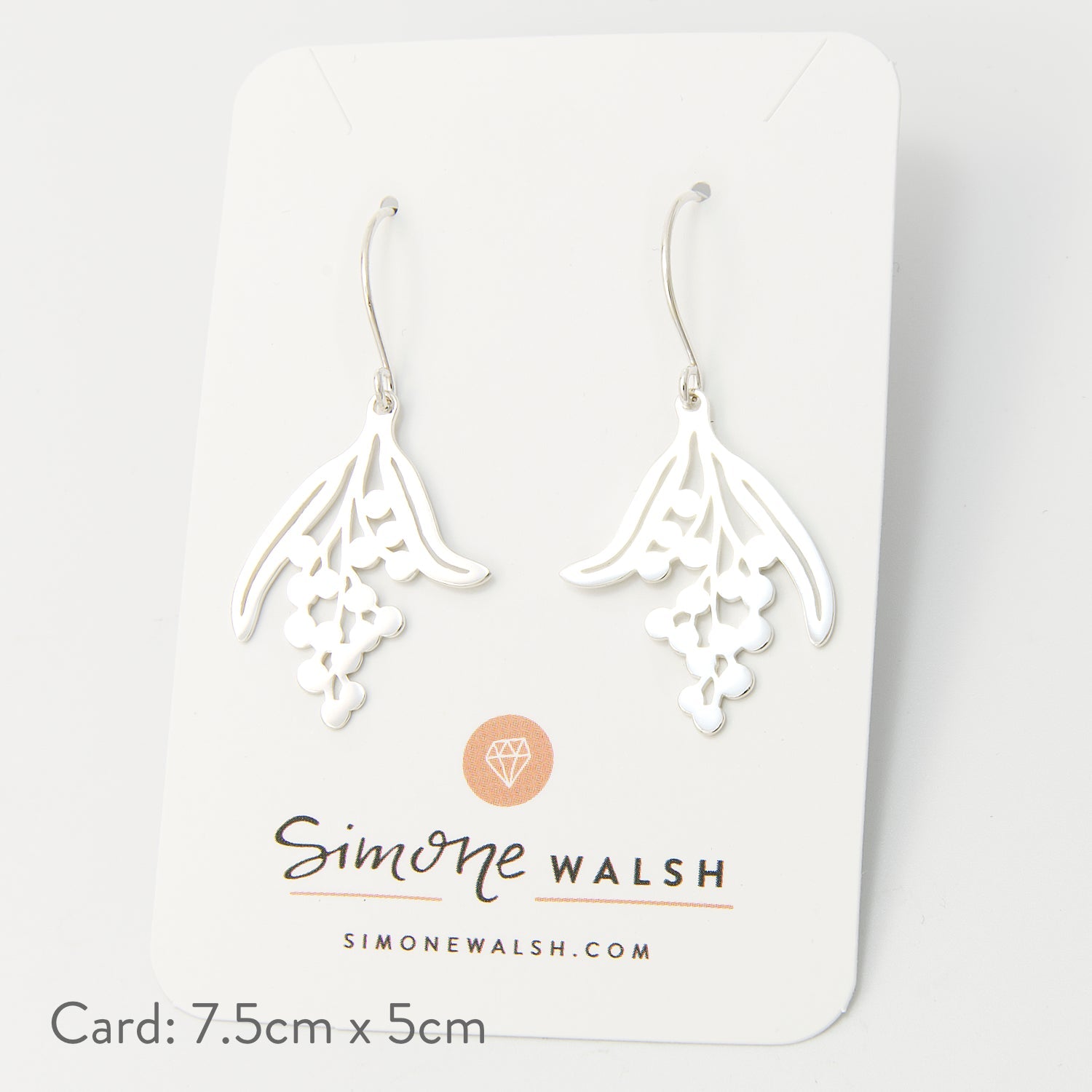 Wattle Branch Silver Dangle Earrings - Simone Walsh Jewellery Australia