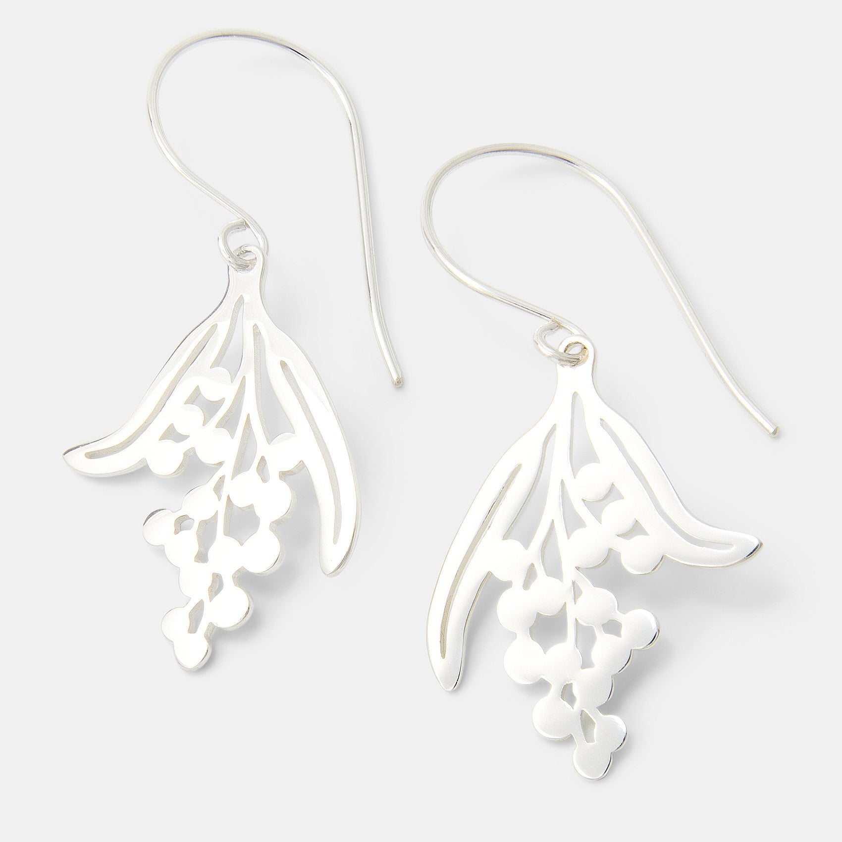 Wattle Branch Silver Dangle Earrings - Simone Walsh Jewellery Australia