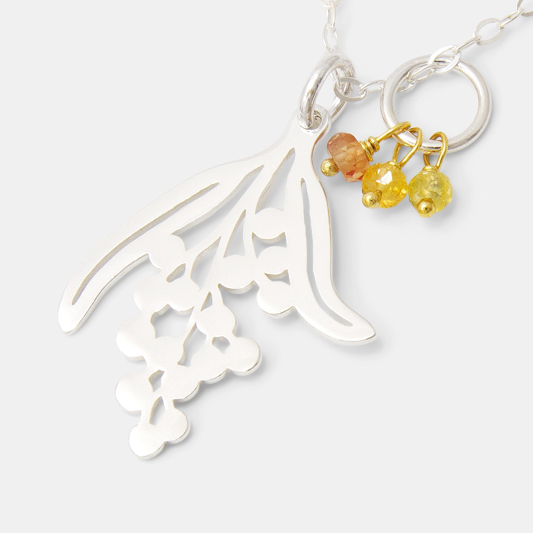 Wattle Branch & Yellow Sapphires Necklace - Simone Walsh Jewellery Australia